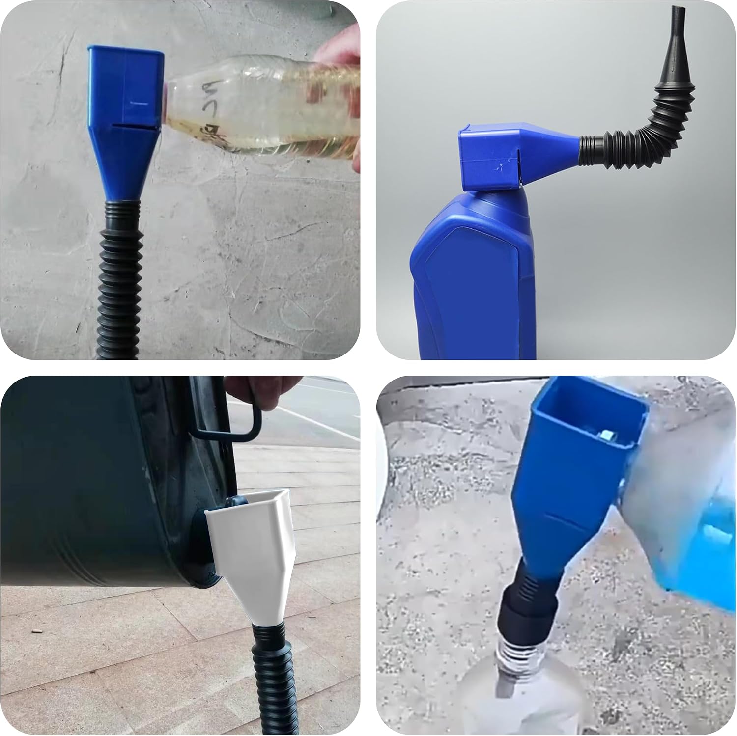 Retractable Car Fuel Funnel, 5 Pcs Plastic Flexible Draining Tool Funnel for Cars and Motorcycles, Automotive Wide Mouth Snap Funnel for Engine Oil, Liquid, Diesel, Gasoline (5 Colours)