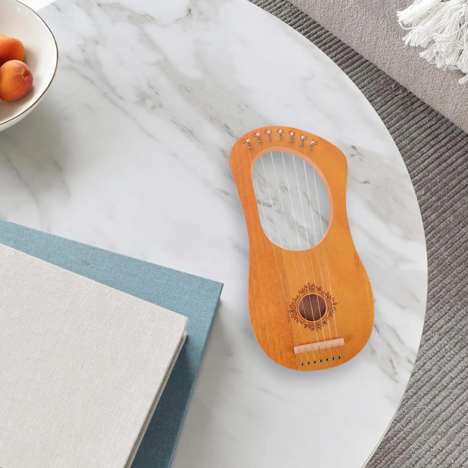 iplusmile Piccola Lira a 7 Corde in Legno con Struttura a Cassa Acustica a Farfalla, Design Leggero e Adatto a Principianti per Educazione Musicale Precoce e Riunioni Familiari