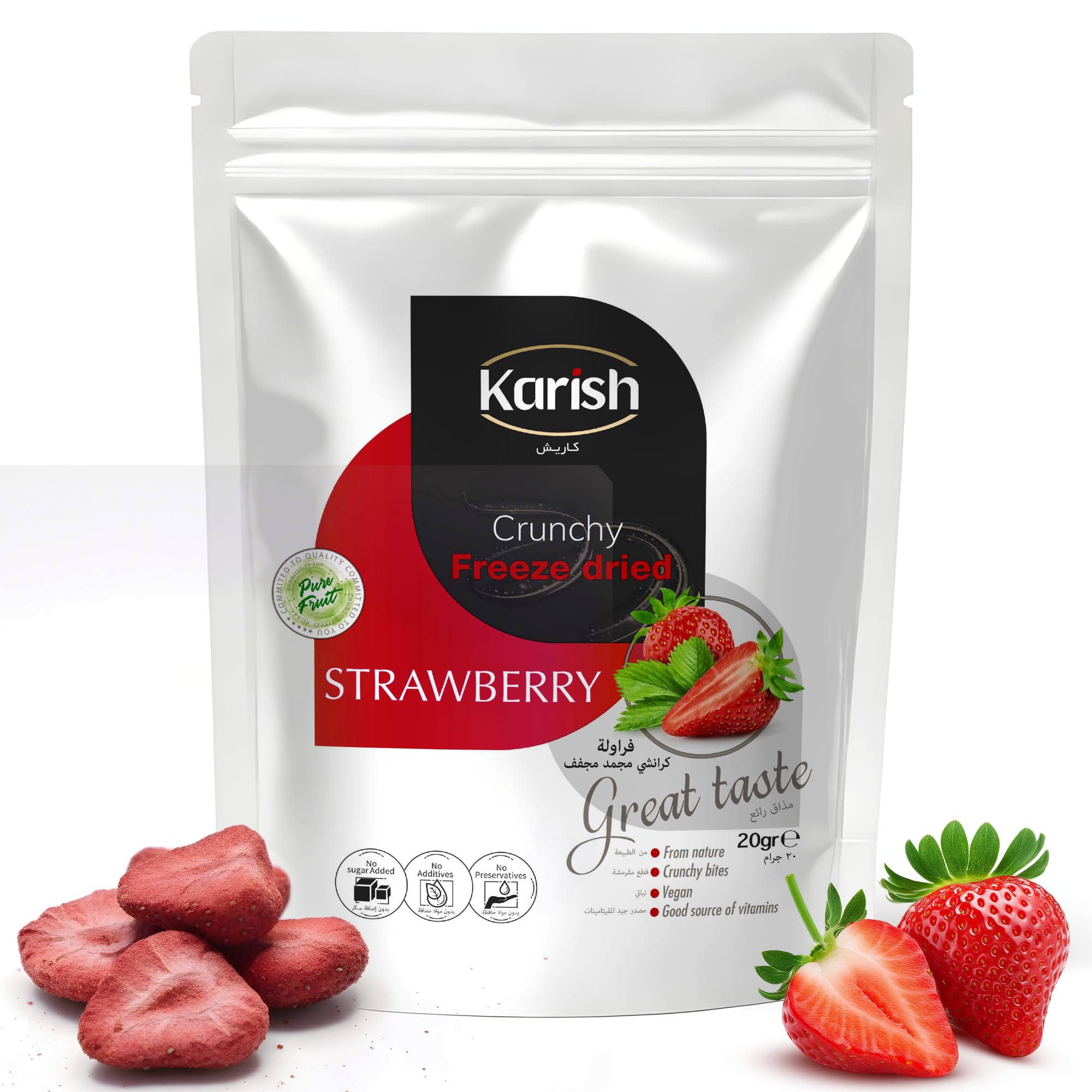 Karish Crunchy Bites Freeze Dried Fruits | Frozen Fruits | Great Go-To Snack (20 g, Strawberry)