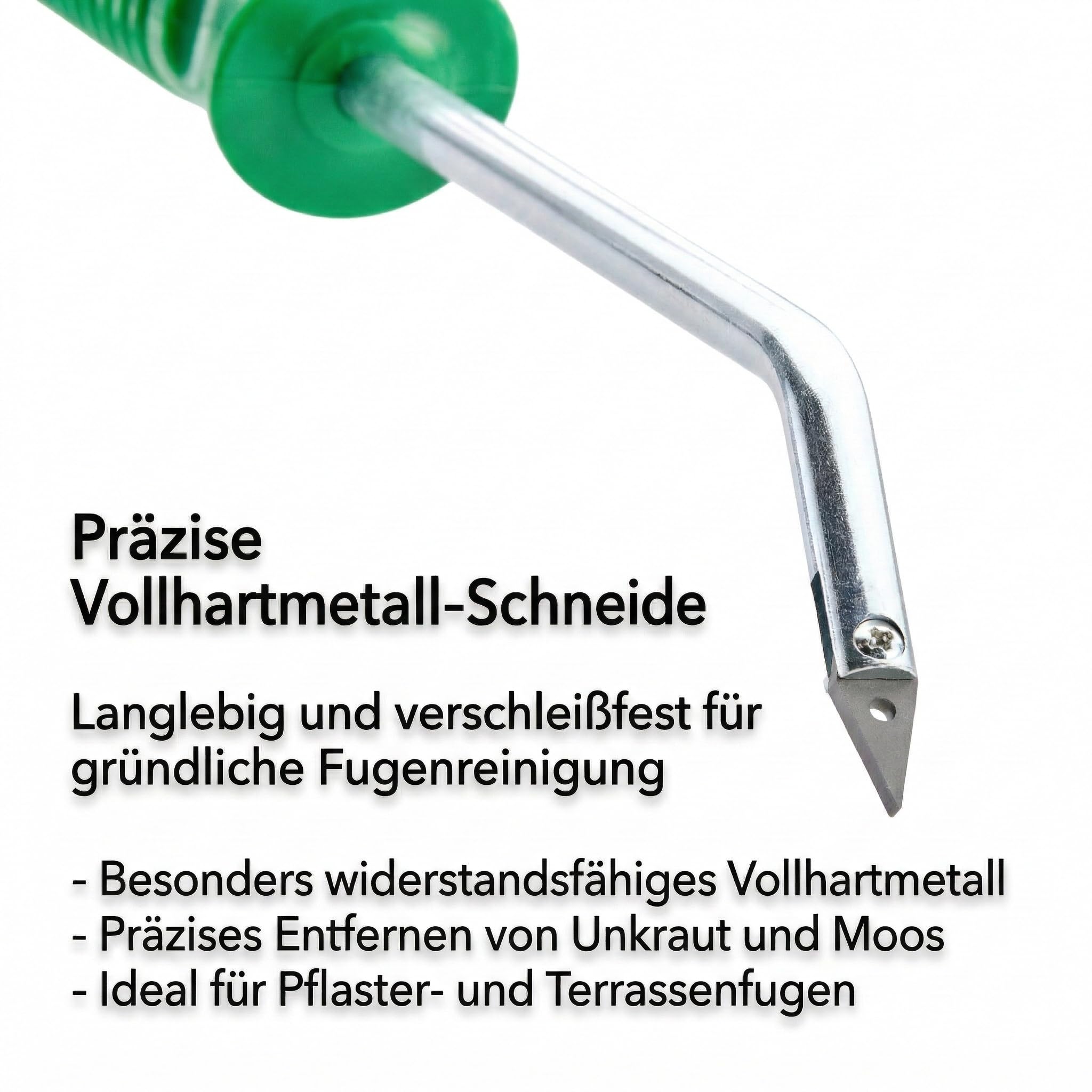 GIGANT Fugenkratzer mit Stiel Fugenreiniger Unkrautkratzer Schneide aus Vollhartmetall verschleißfest wendbar Handgriff inkl. Teleskopstiel und Ersatzschneide