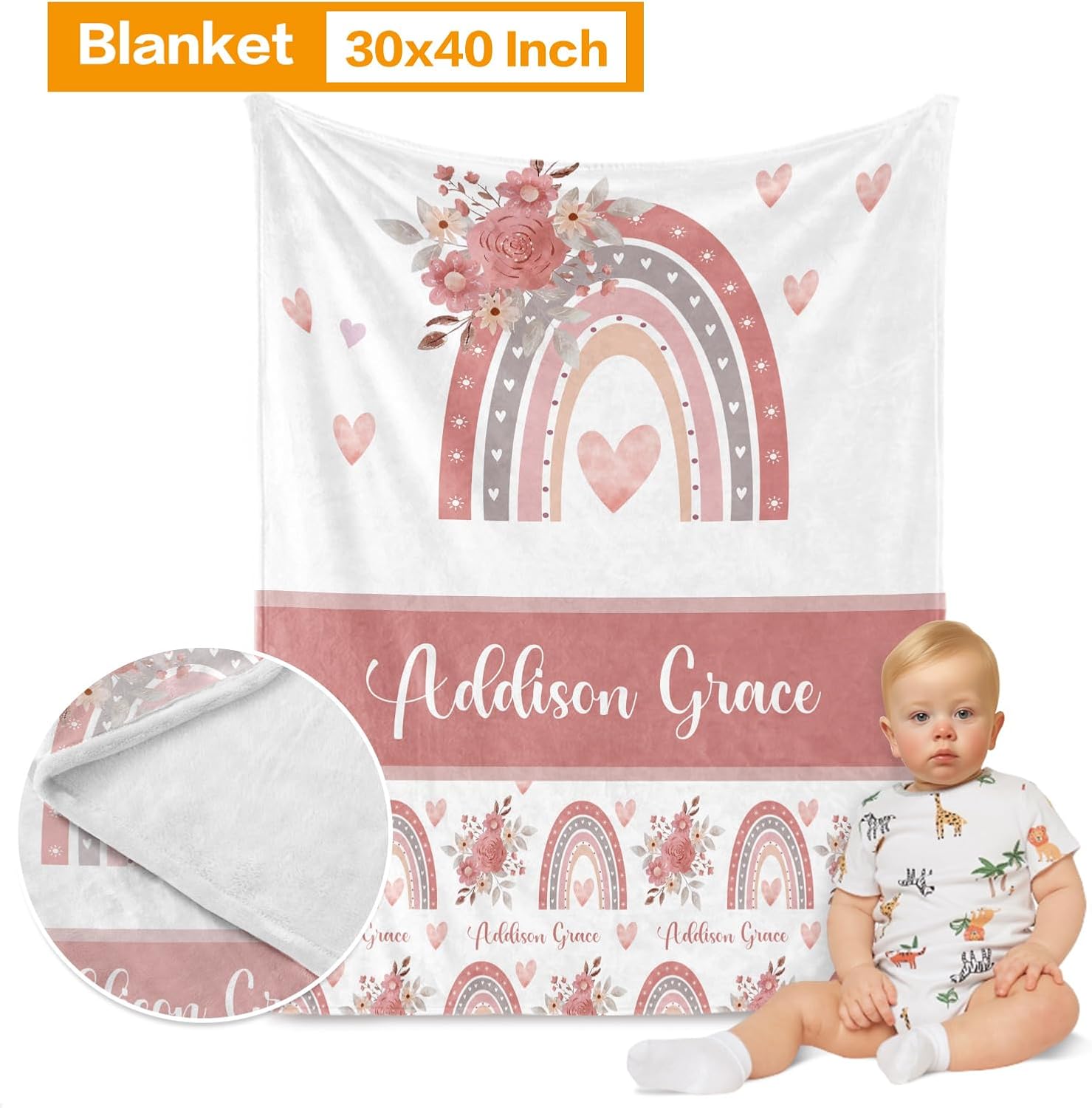 Custom Baby Crib Bedding Set - Personalized Name 3 Piece Nursery Crib Set Ball & Rainbow Designs - Comfortable Baby Blanket, Crib Fitted Sheet, Changing Pad Cover for Newborns Boys Girls Rainbow08