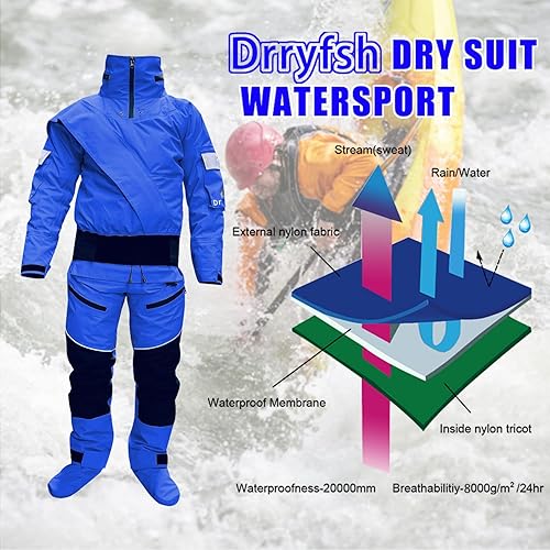 Miniatura 3 de Trajes secos 2023 para hombres en agua fría traje de rescate con capucha desmontable para barranquismo de agua blanca, kayak exploración