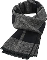 AmericanTrends Men's Plaid Winter Scarf - Soft Warm Long Tassel Scarf, 80% Acrylic Blend for Cozy Style