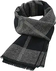 Lenço masculino quente de inverno longo macio cachecol xadrez borla para homens lenços clássicos macios