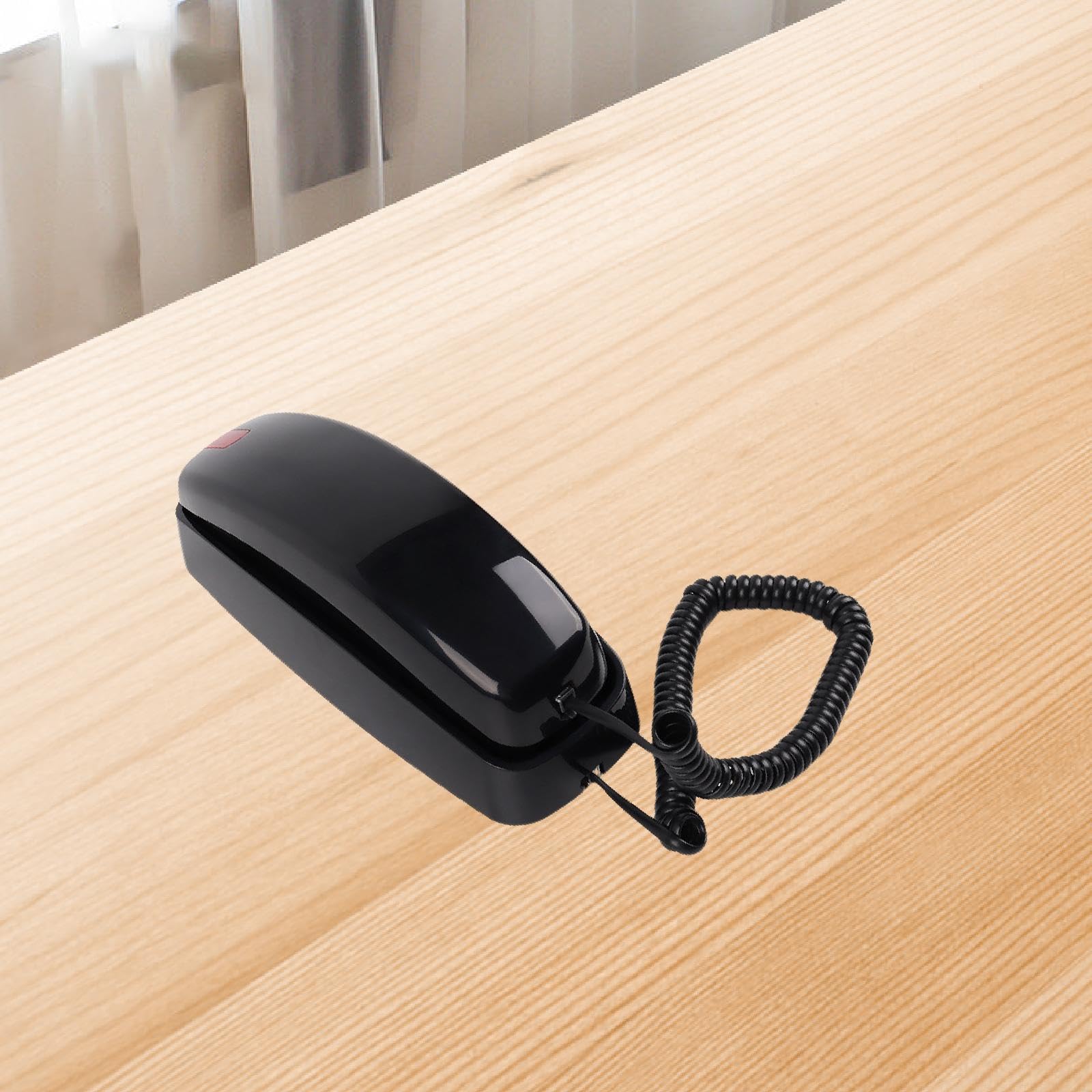 Teléfono de Pared Teléfono Fijo Teléfono de Casa Teléfono con Cable Estilo Retro Botones Luz Llamada Recordatorio Adecuado para Cocina Baño Ho, Negro