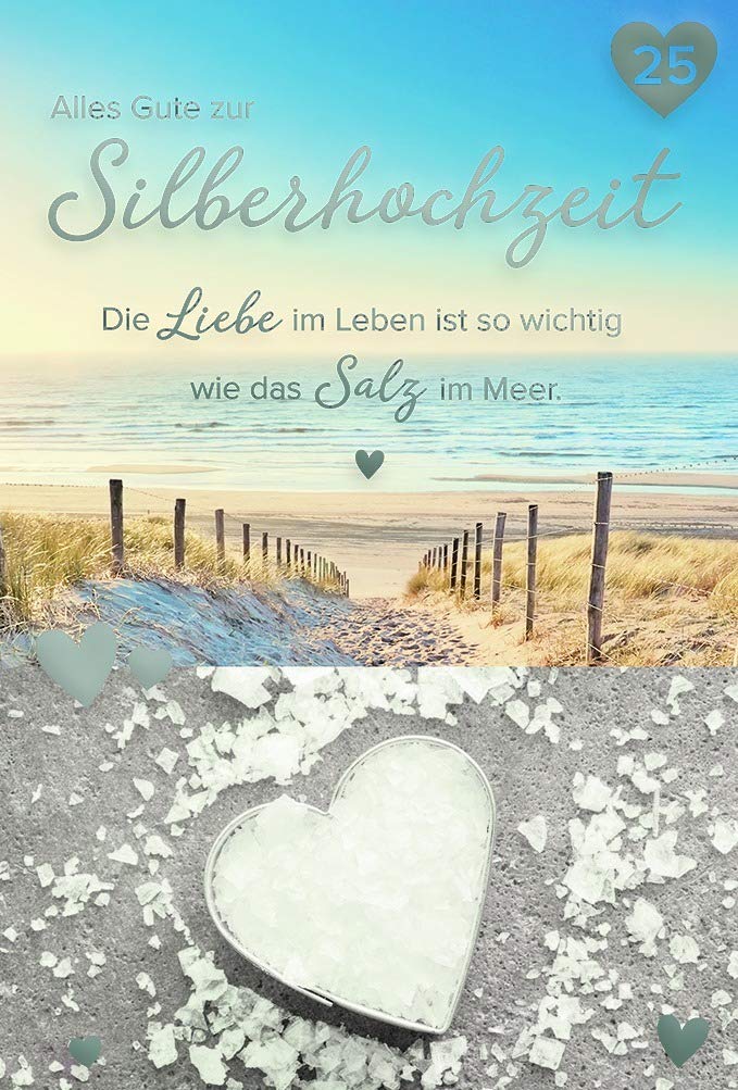 bsb Wedding Card Greetings Card for Silver Wedding Anniversary - Salt in The Sea - Silver Envelope