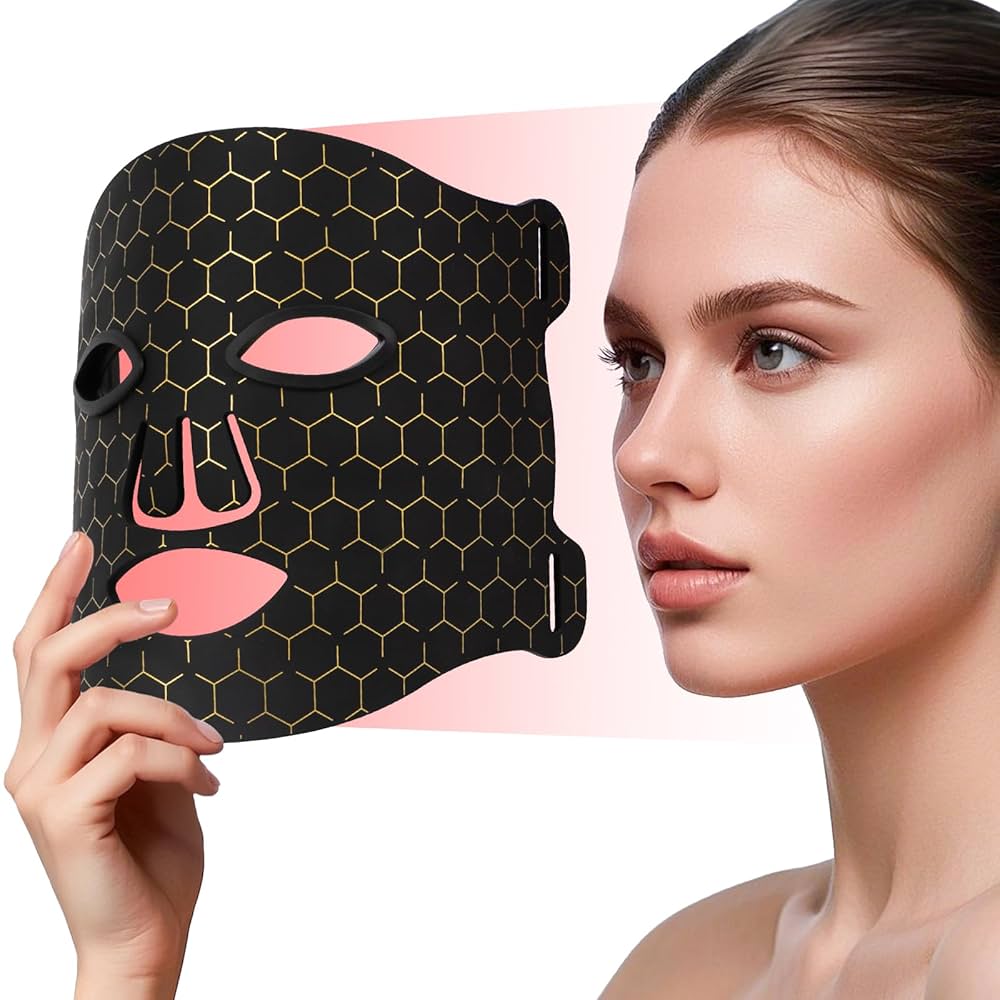 Máscara facial LED con terapia de luz roja, 7 colores LED máscara con 110  potentes lámparas equipadas para rostro y piel, dispositivo de cuidado y ...