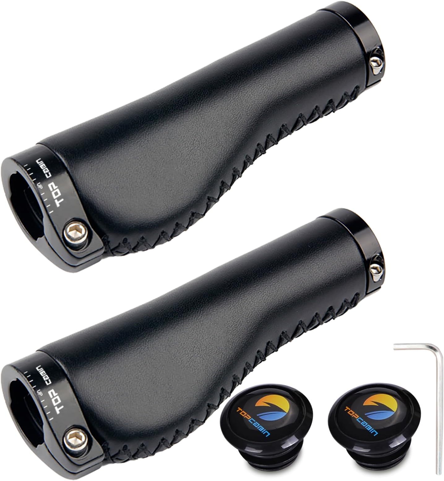 TOPCABIN Bicycles Handlebar Grips, Aluminum Lock-on Ergonomic Bike Grips, Cushion Vibrations Comfort Bike Handlebar Grips, Mountain MTB BMX Bicycles Grips for Scooter