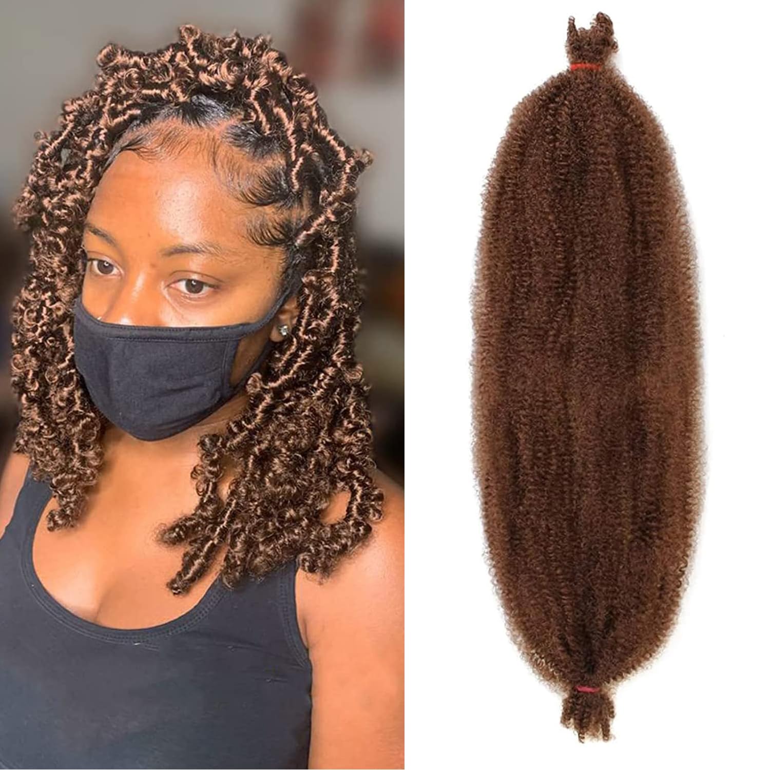 Mscat 16 Inch 3 Packs Pre-Separated Springy Afro Twist Hair for Marley Twist Crochet Braiding Synthetic Hair Extensions (8 Strands/Pack,30#)