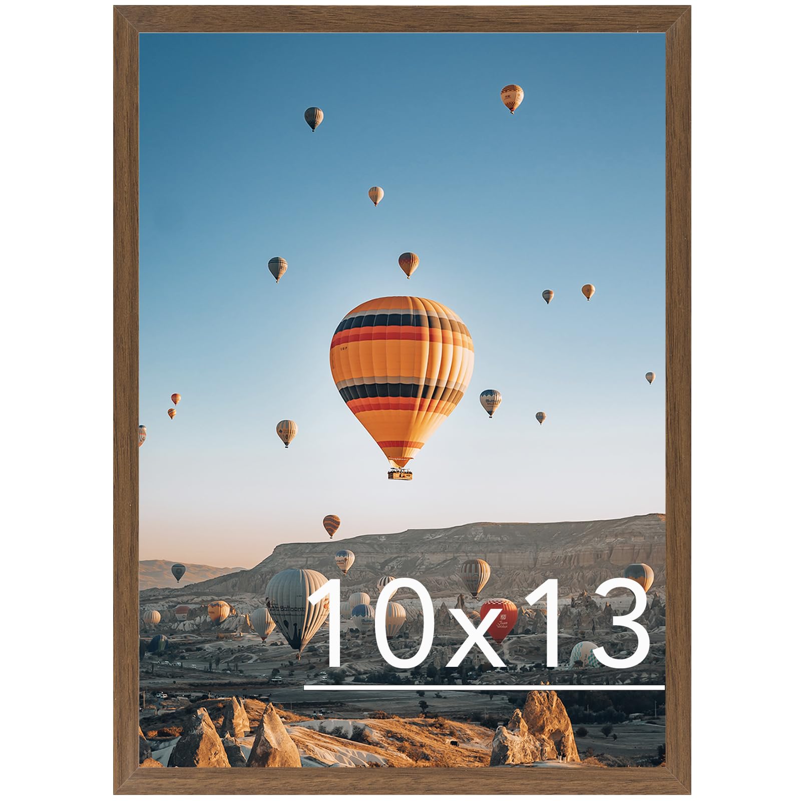 JCJMY 10x13 Picture Frame Brown for Wall Hanging, Wall Mounting Horizontally or Vertically, 10 x 13 Wall Gallery Poster Photo Frame with Shatter Resistant Plexiglass, Brown