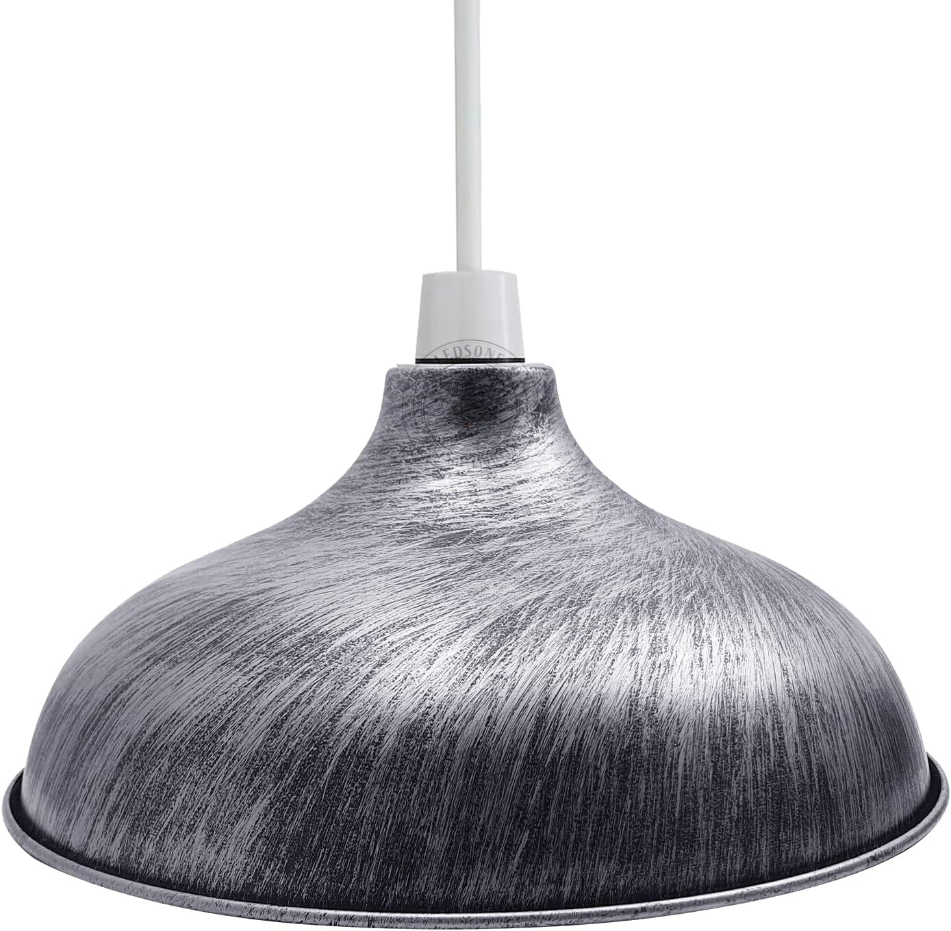 Retro Metal Light Shades, Vintage Style Ceiling Island Lamp Pendant Shade, Non Electric 30cm Easy Fit Curved Kitchen Lampshade, Office, Living Room Light Shade with Reducer Ring (S5-Brushed Silver) — image 1
