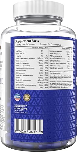 Miniatura 2 de Alpha Supps Suplemento para el cabello, la piel y las uñas para mujeres, vibrante salud y fuerza de HSN con biotina, colágeno y vitaminas para