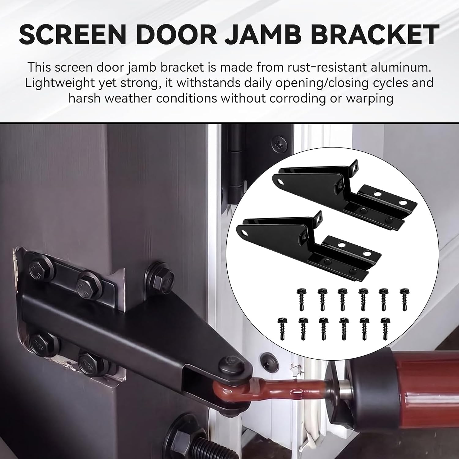 Screen Door Jamb Bracket Aluminum (Black) 4.26 Inches, Door Closer Bracket