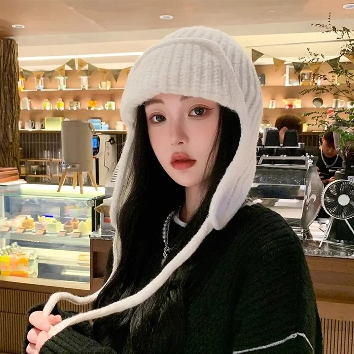 Winter Knit Ear Flap Beanie Hat for Women Men Knitted Trapper Hat Winter Hats with Ear Flaps Windproof