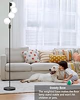 Vista 6 de Lightdot Lámpara de pie de globo regulable de 64 pulgadas (brillo ajustable), lámparas de pie negras con 4 bombillas de 3000 K incluidas, lámpara