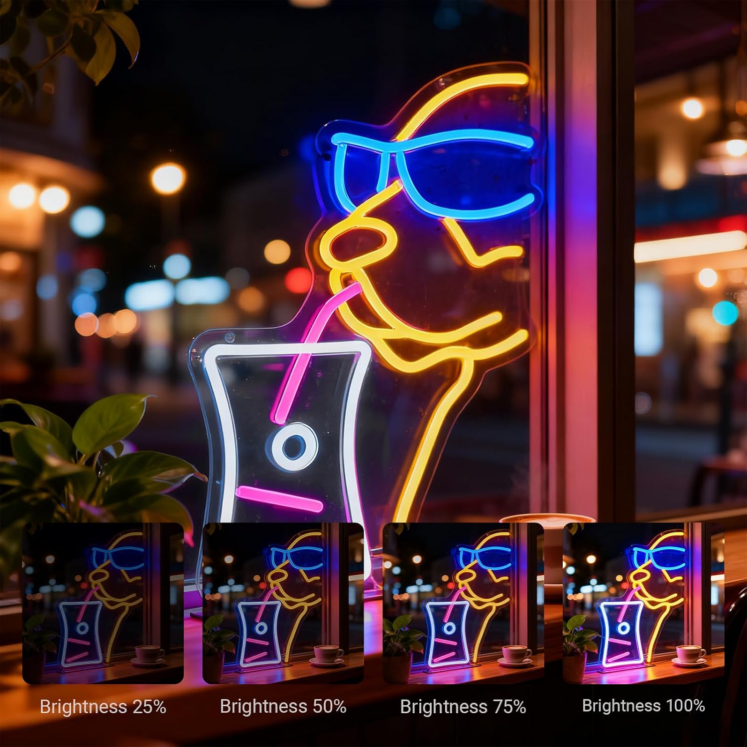 "Sippin' Golden" Retriever Neon Light - USB-Powered Adjustable Dog Lover Wall Art with 6.2ft Cord, Acrylic LED Decor for Bedroom, Bar & Pet-Themed Spaces（13.7"x9.8"）