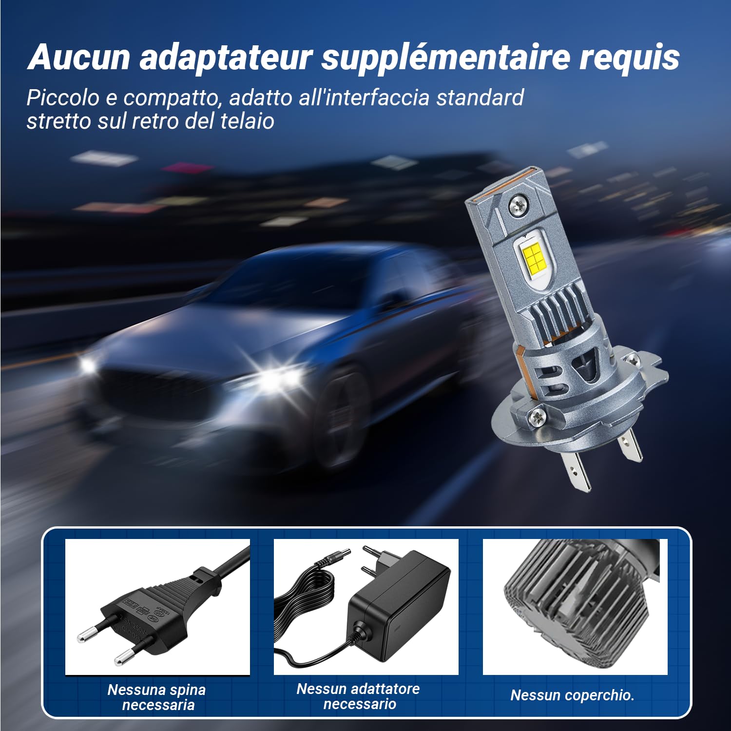 FUPE Lampadine LED H7 150W 52000LM, Kit Fari Auto 6500K Bianco Freddo con Sistema Anti-Errore CANBUS, Chip LED Alta Potenza IP67 Impermeabile, Ricambio Alogene per Auto e Moto, Confezione da 2
