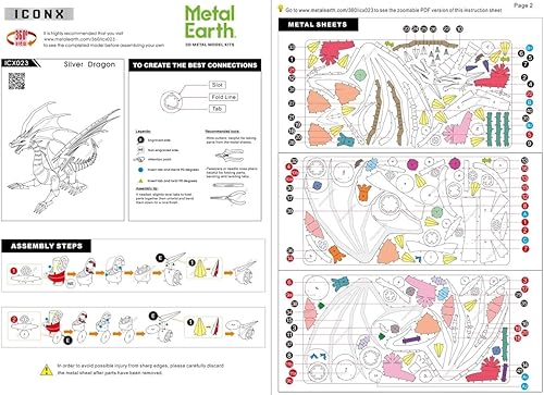 Miniatura 7 de Figura de dragón de plata Metal Earth IconX