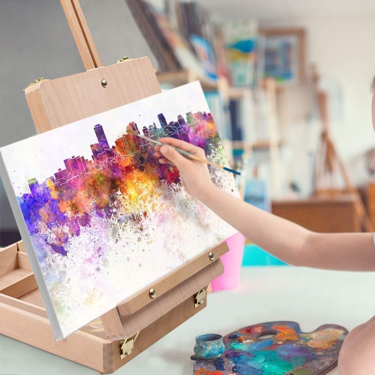 Drawing Board - Portable Desktop 榉 Wooden Oil Painting Box Sketch Easel Shelf Art Tool Storage