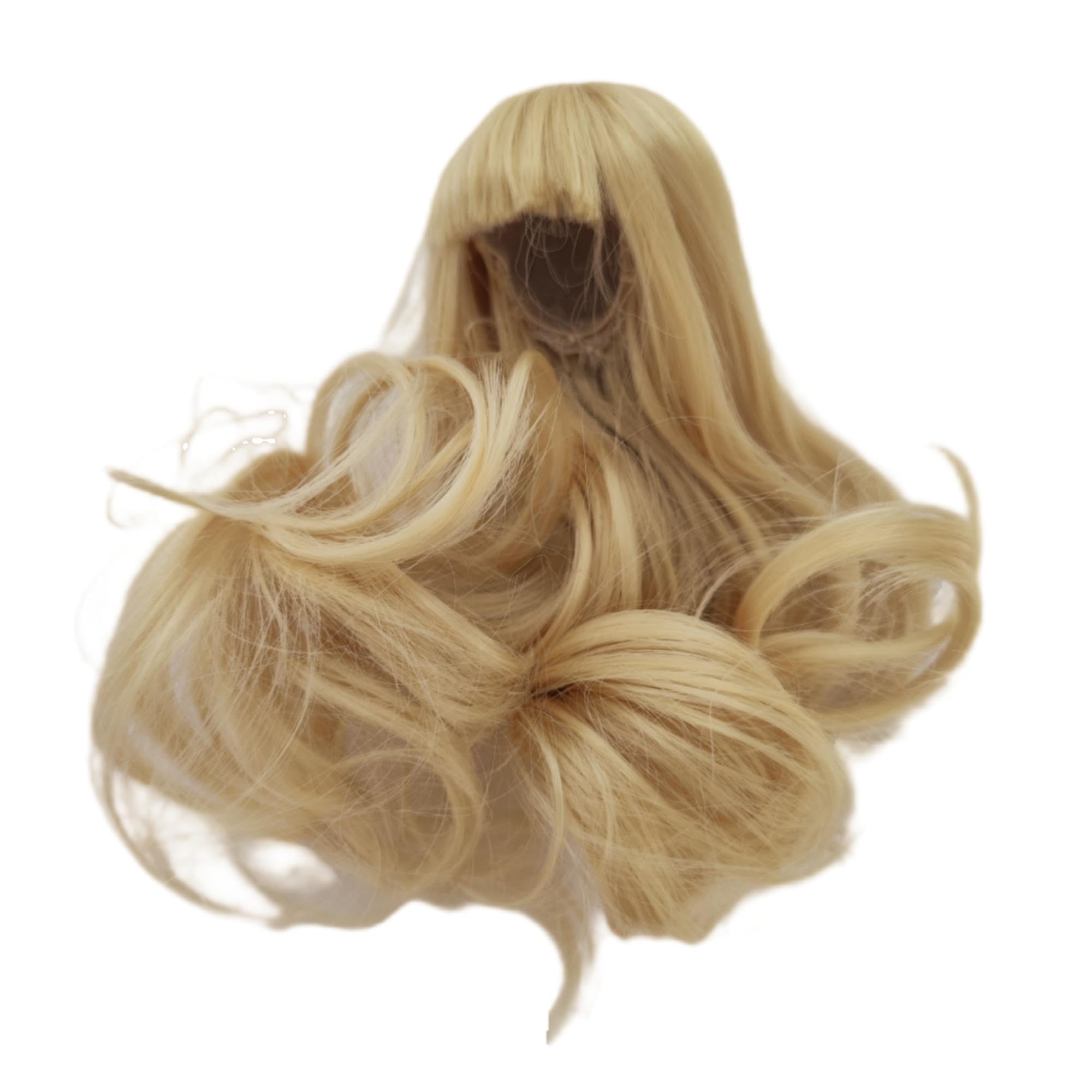 ke er bjd Wig Head Circumference 4.5-5inch(11.5-12cm) high Temperature Fiber Curly Golden Hair with Straight Bangs