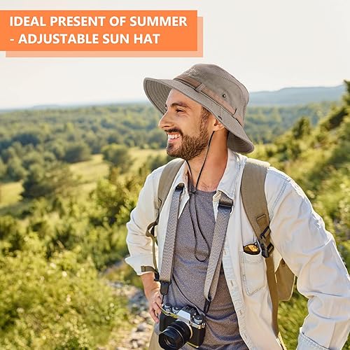Miniatura 6 de Sombreros de sol para hombres y mujeres, sombrero de pesca UPF 50 de ala ancha, sombreros Boonie para safari, playa, verano, protección UV, sombrero