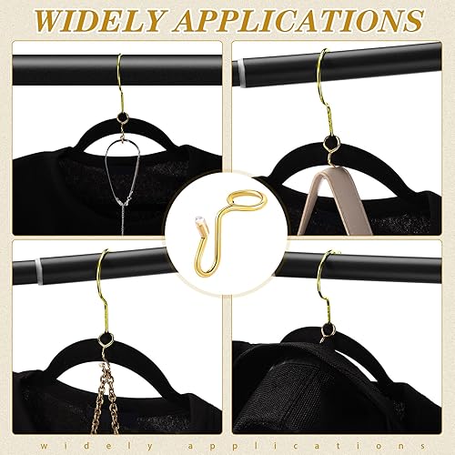 Vista 5 de Sratte 50 Pieces Clothes Hanger Connector Hooks, Metal Clips Extender Hooks for Velvet Hangers Closet Space Saving(Gold,50 Pieces)