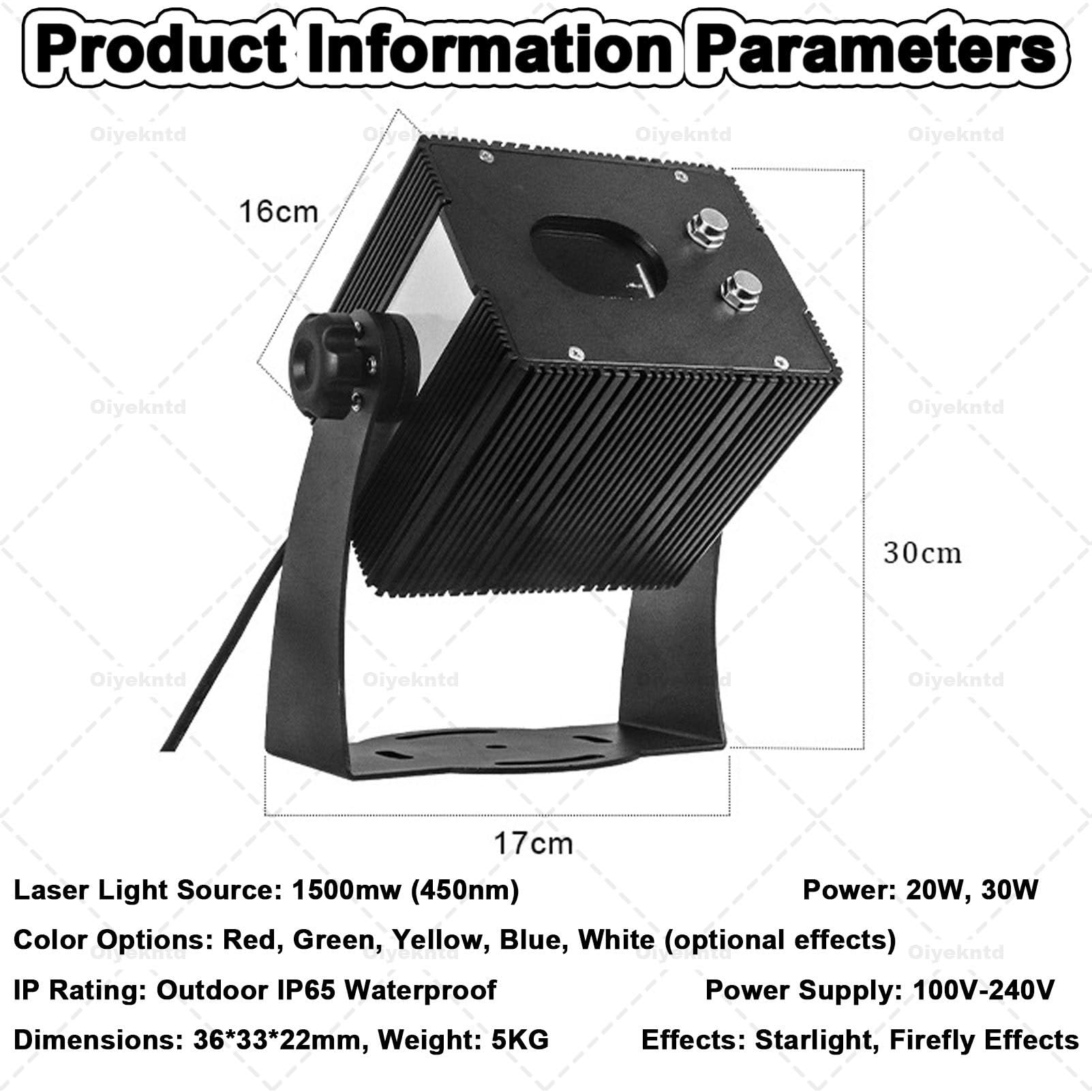 Projecteur Laser d'étoiles pour extérieur, Effets Lumineux de lucioles, lumières Laser de Noël, décorations de fêtes pour Jardin, Arbres, Maison, aménagement paysager 30W-Blue