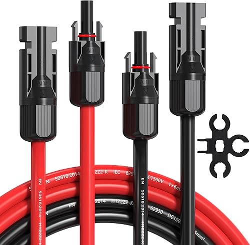 10AWG Solar Extension Cable 60 Feet, 10 Gauge Solar Cables 60Ft for Solar Systems, Car, RVs, and Boats, Tinned Copper PV Wire Ends with Solar