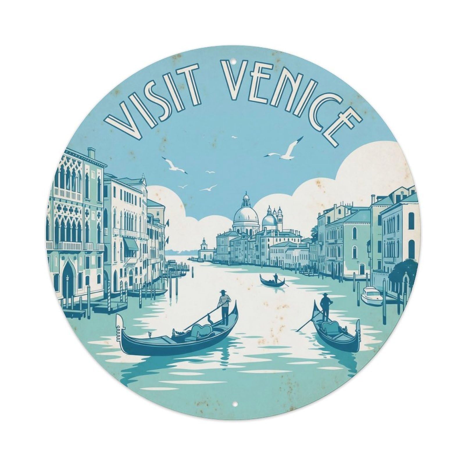Vintage Travel Italy Waterway Holiday Metal Tin Sign Plaque