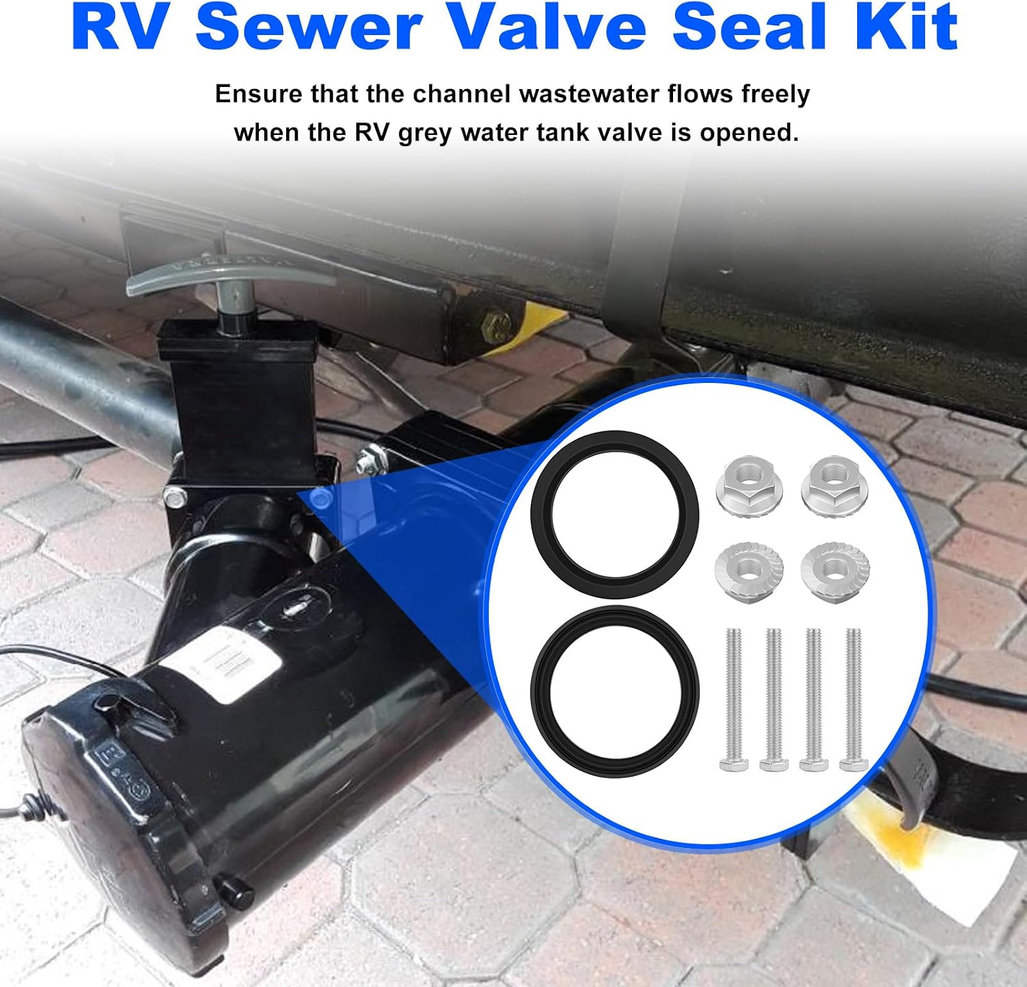 T1001-9VP RV Waste Valve Seal Kit 1-1/2 Inch Replacement Valterra Lasalle Bristol Grentec 1.5" Waste Valve Seals- Flexible Rubber RV Sewer Valve Seal Kit