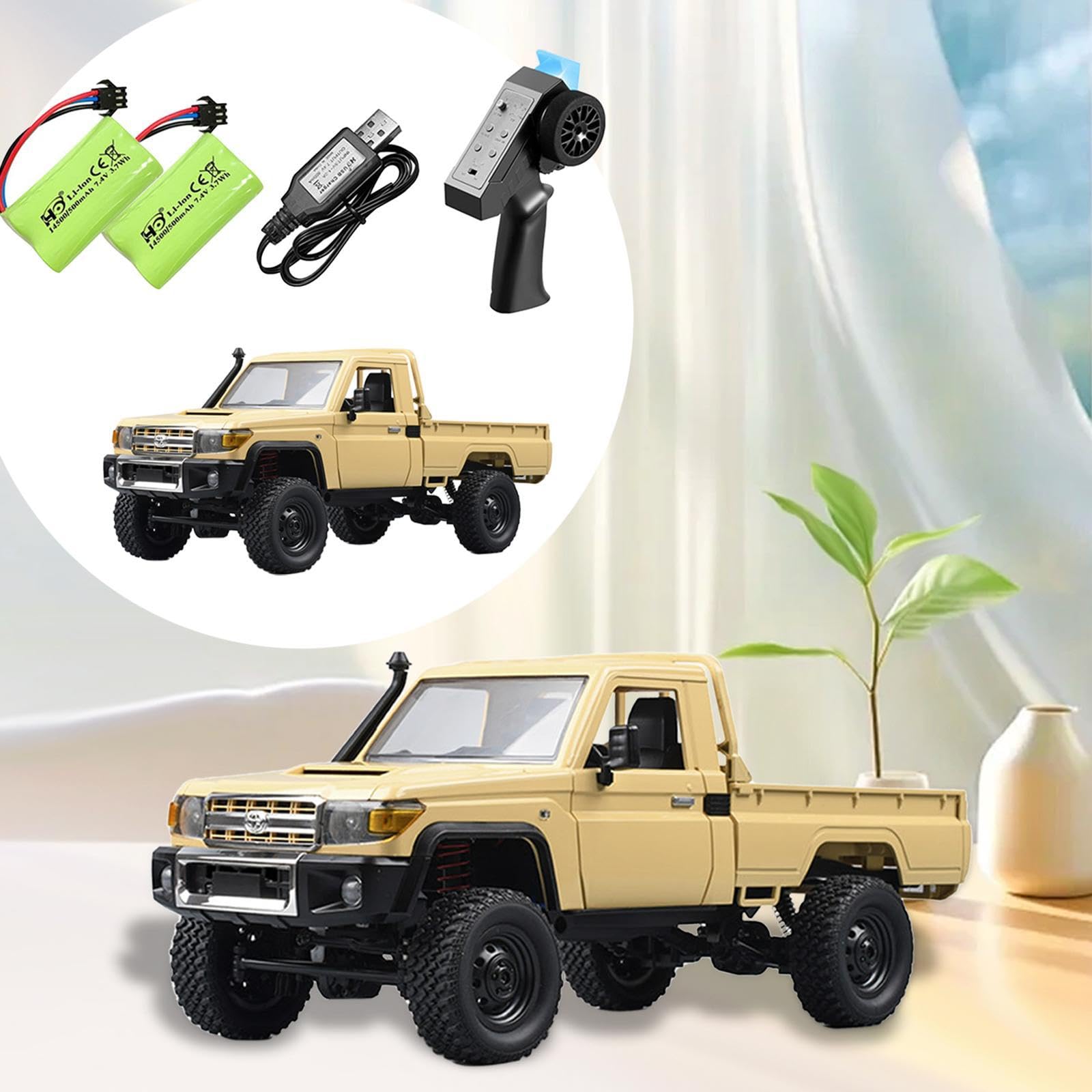 Coche Teledirigido Todoterreno a Escala 1:12 con Tracción, de Carga Desmontable Y Control Remoto para El Ocio Y El Juego Infantil, 2 baterías