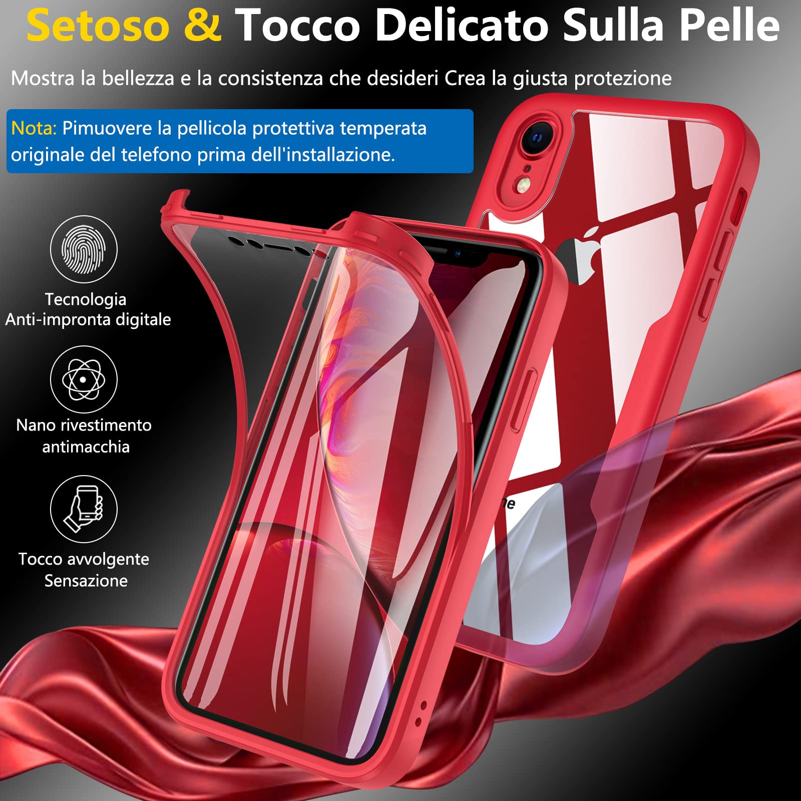 Custodia IPhone XR Con Protezione Antiurto Militare E Pellicola Inclusa: Cover Rigida Rosa, Testata Caduta - 3