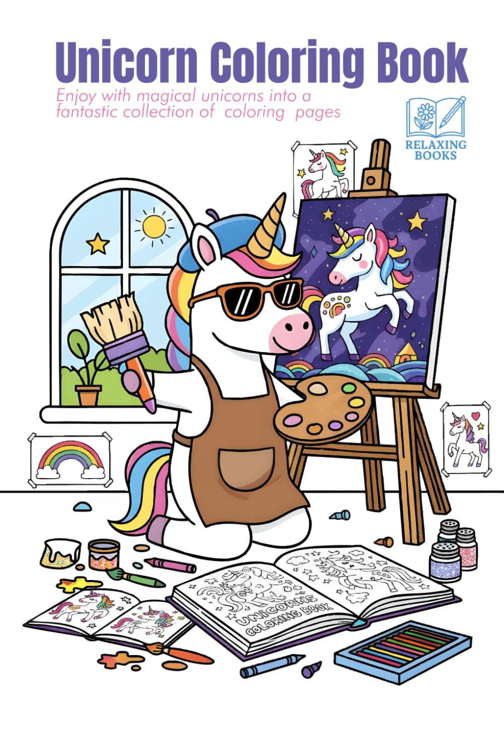 Unicorn Coloring Book: Enjoy with magical unicorns into a fantastic collection of coloring pages (Relaxing Coloring Books)