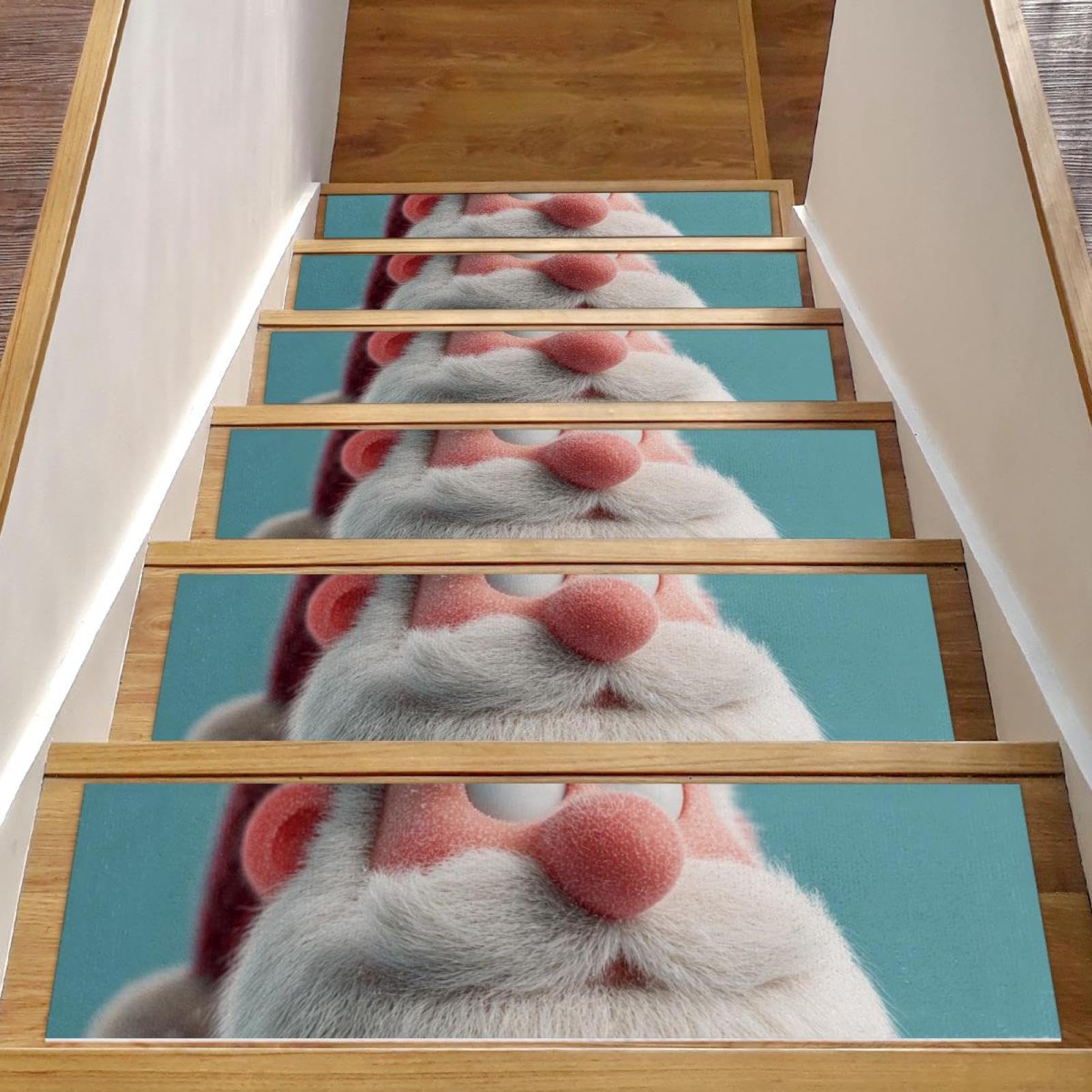 Tapis d'escalier antidérapants motif Père Noël pour marche bois intérieur