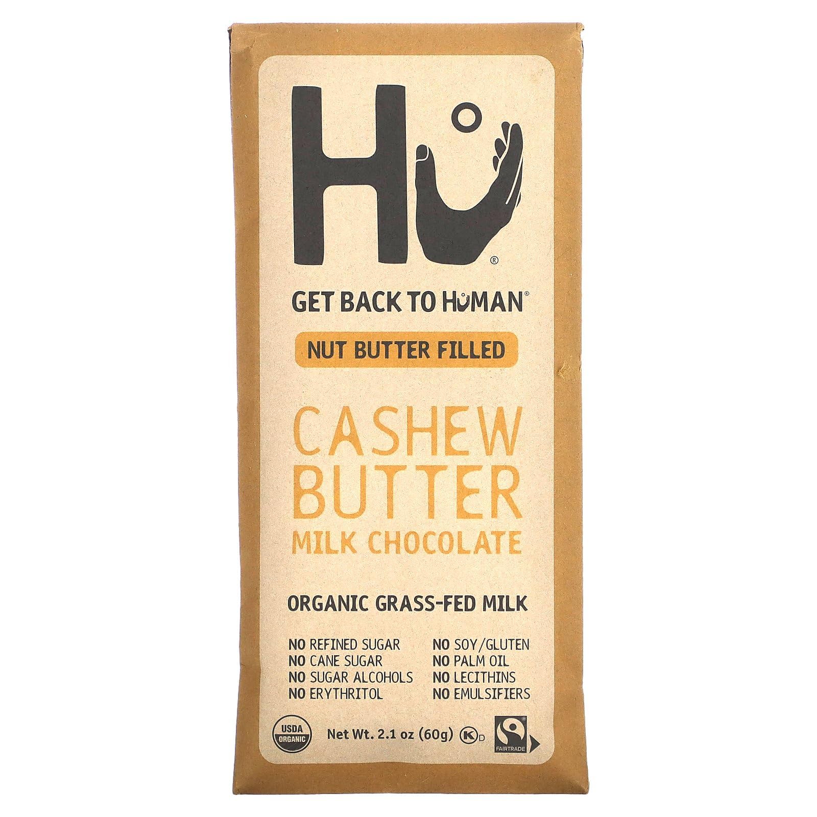 Hu Bar Cashew Btr Mlk Choc 2.1 OZUSDA OrganicFairtrade InternationalFairtrade InternationalFairtrade InternationalFairtrade International