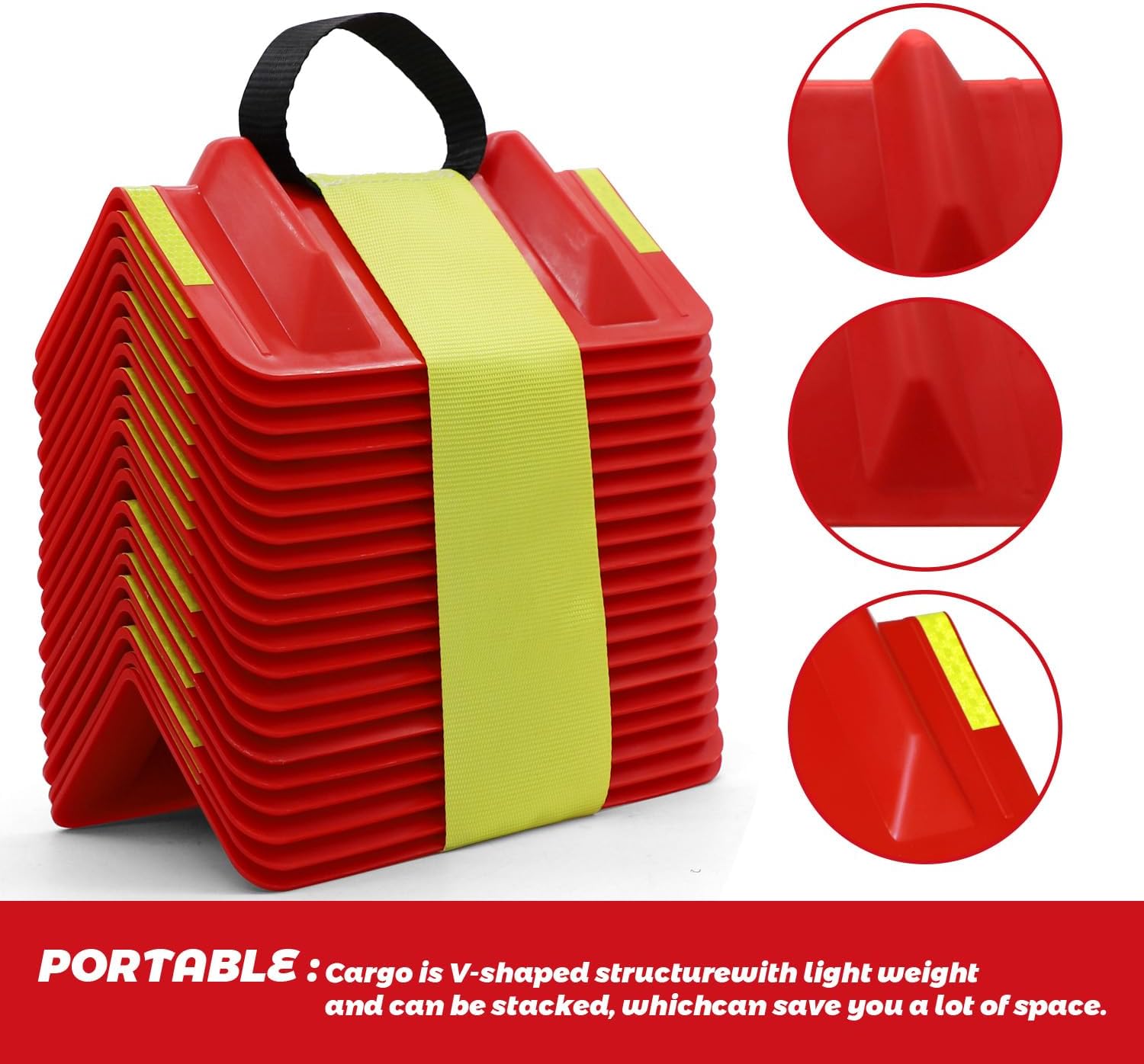 20 Packs Flatbed Edge Protectors for Cargo Loads, Reflective Strip Corner Protectors for 4" Corner Protection & Truck Tie-Down Strap Guard, Red
