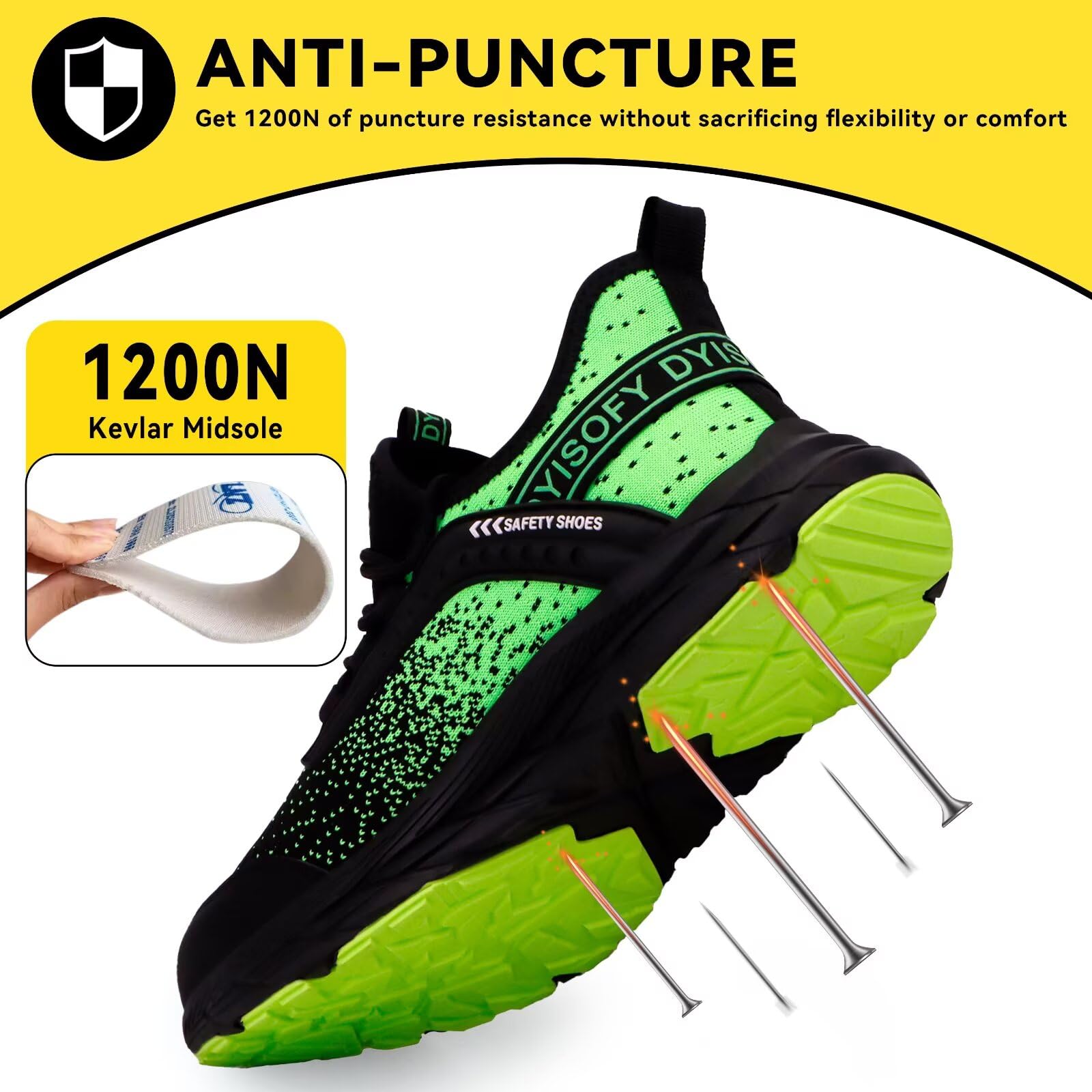 Zapatos Seguridad Hombre Mujer Ligeros Zapatillas Trabajo | Calzado de Seguridad Punta de Acero, Antideslizantes, Cómodos, Transpirables, Obra, Almacén, Taller, Industria y Uso Diario