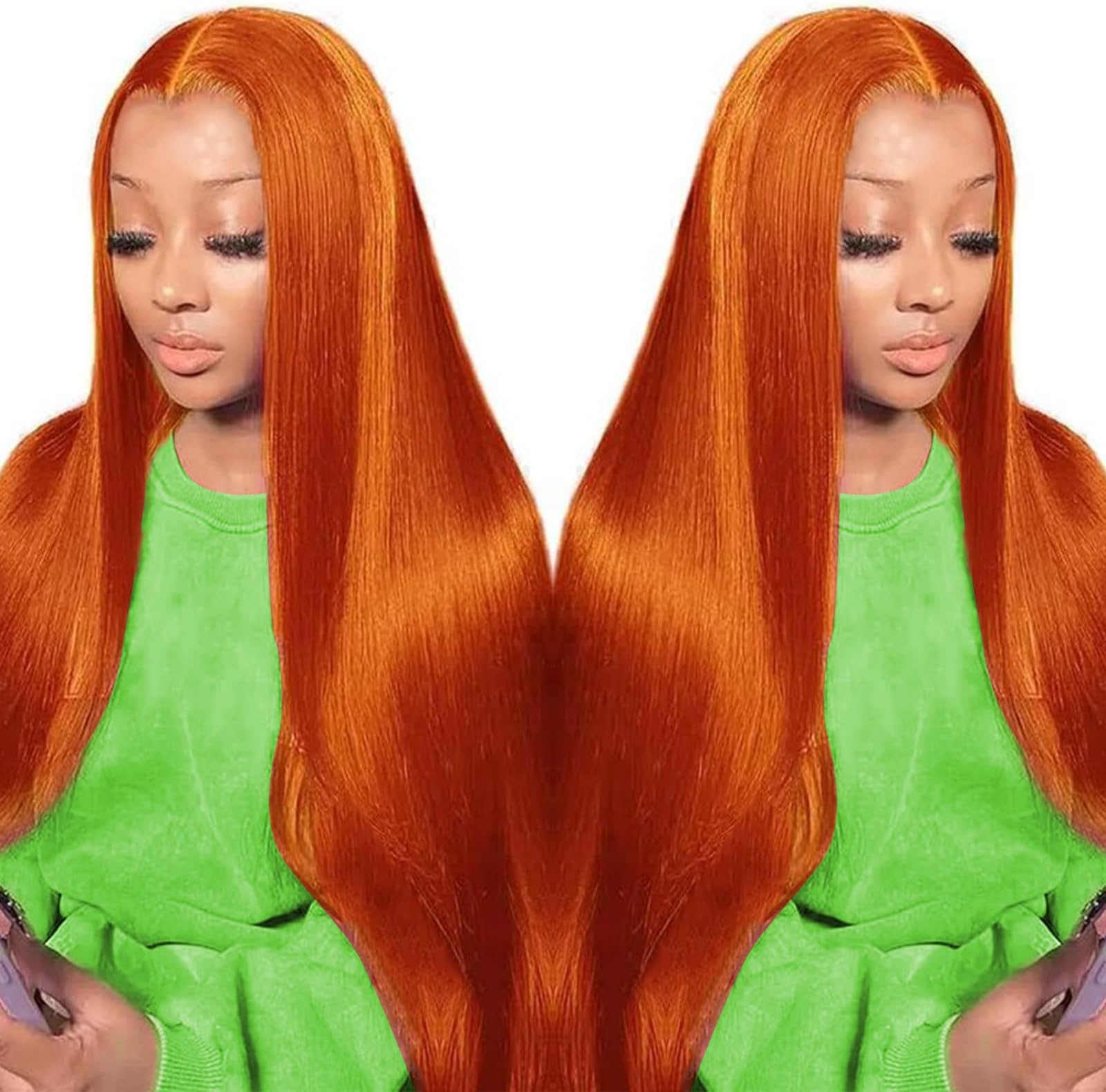 32 Inch Ginger Orange Lace Front Wigs Human Hair 180% Density Straight HD Lace Closure Wigs