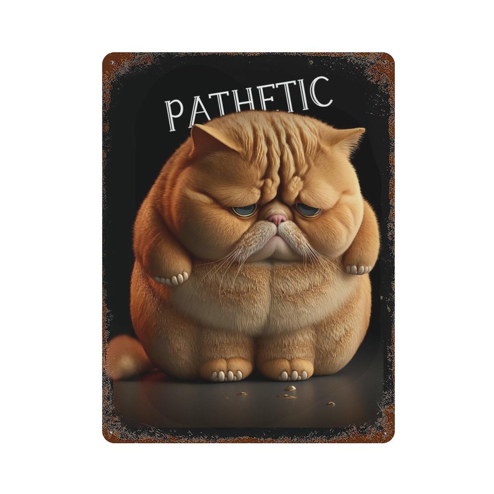 Rusty Metal Tin Sign Cranky Cat 15.7"x11.8", Classic Wall Plaque for Cafe, Home Bar And Lounge Decor