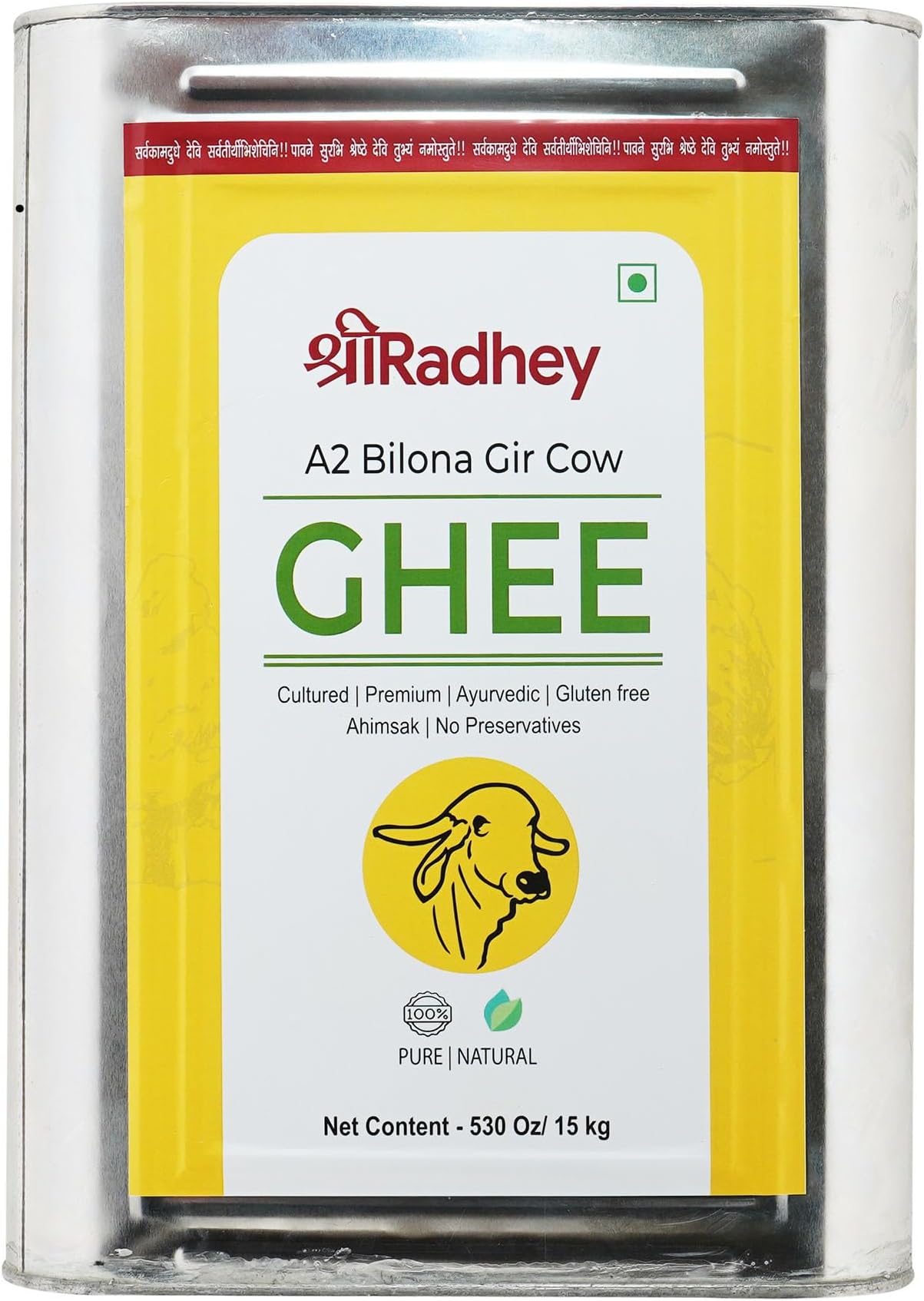 A2 Bilona Gir Cow Ghee | 15 Litre | TIN | Traditional Bilona Method | Lactose And Gluten Free | Keto Friendly