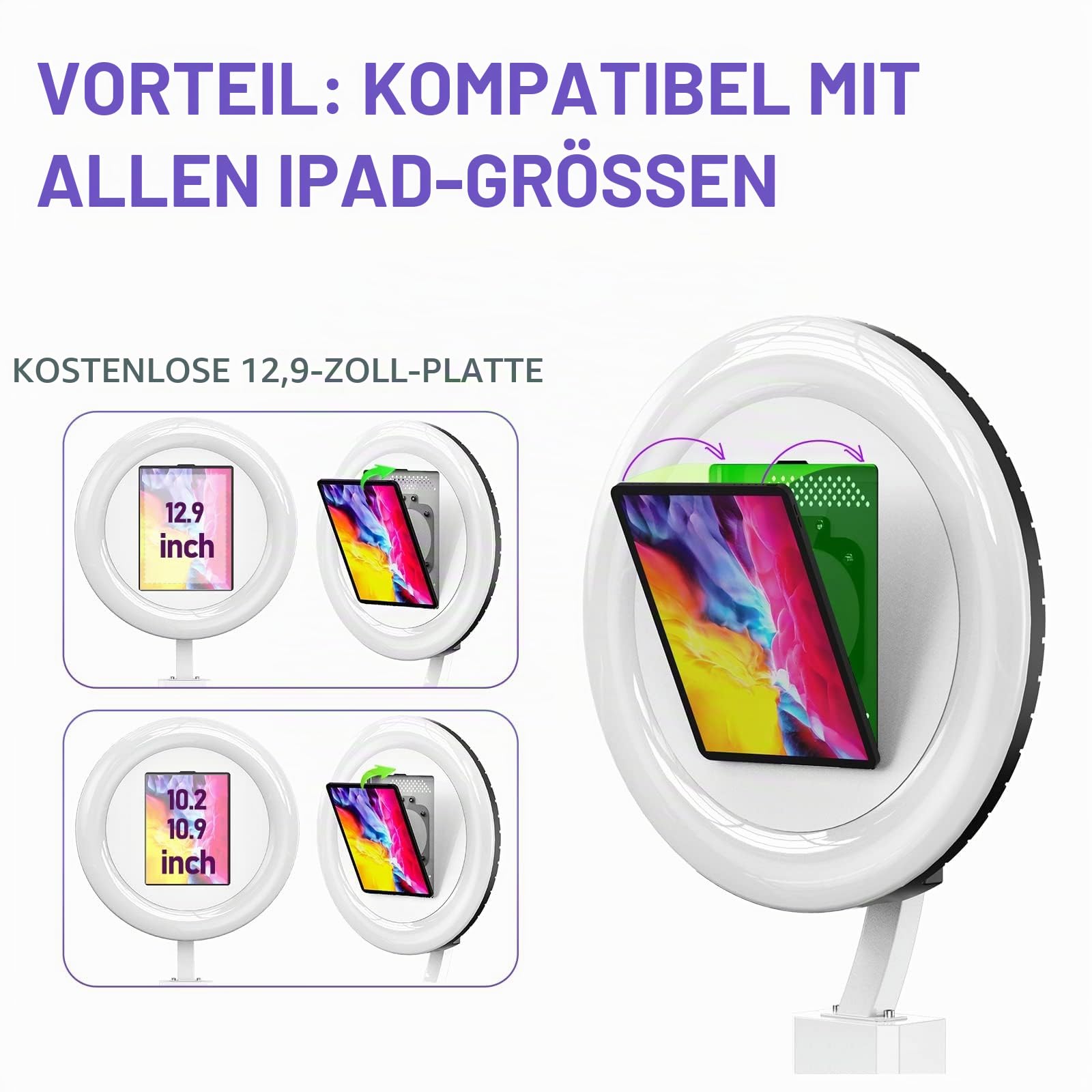 MWE Photo Booth Machin mit Flightcase, Unterstützung Software und Fernsteuerung, Geeignet für Partys, Hochzeiten, Verleihindustrie, YouTube, Video, Tiktok (Lichtleiste, Weiß)