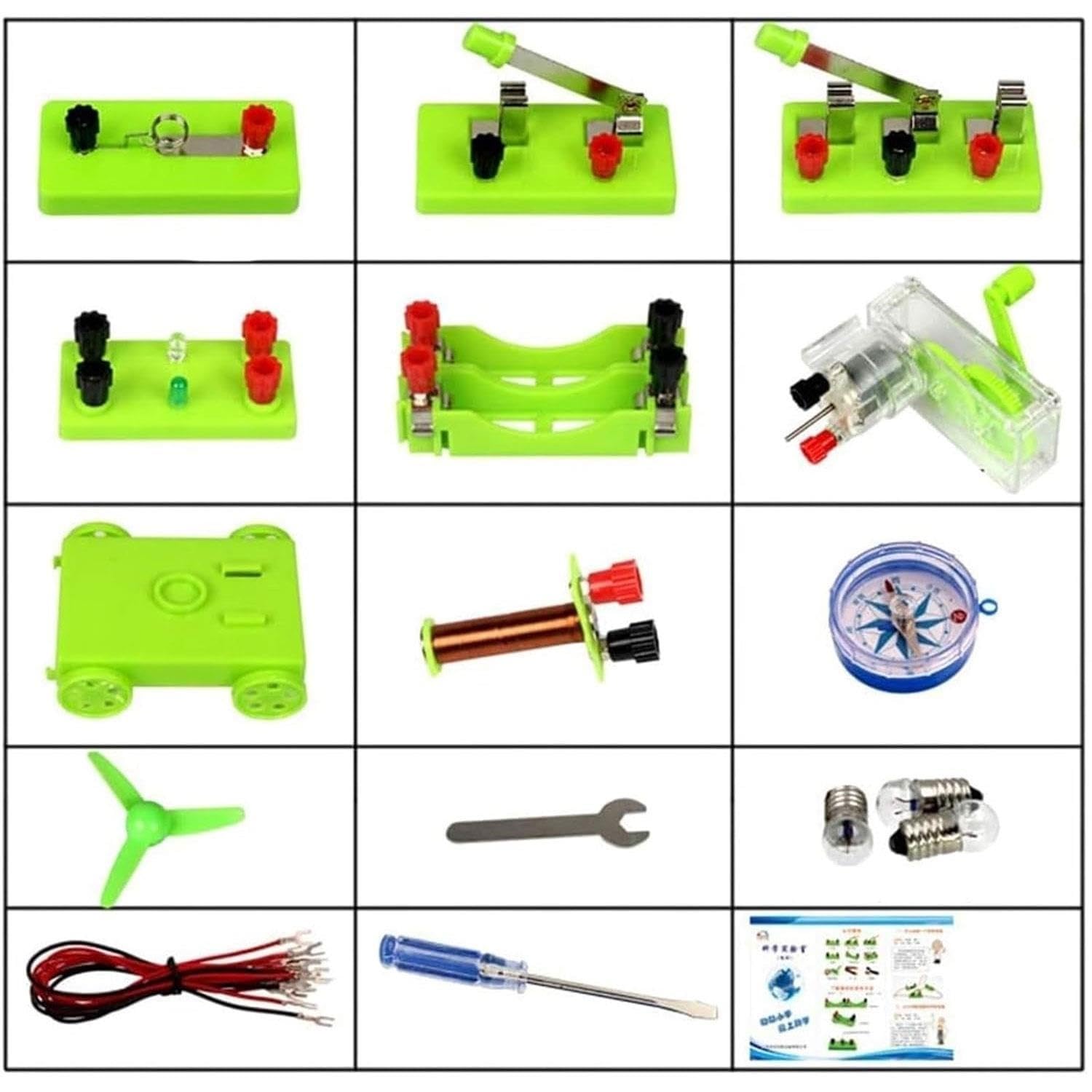 Kit sperimentale for collegamenti in Serie e in Parallelo, Attrezzatura elettrica di Base con scatole Batteria, interruttori e portalampade
