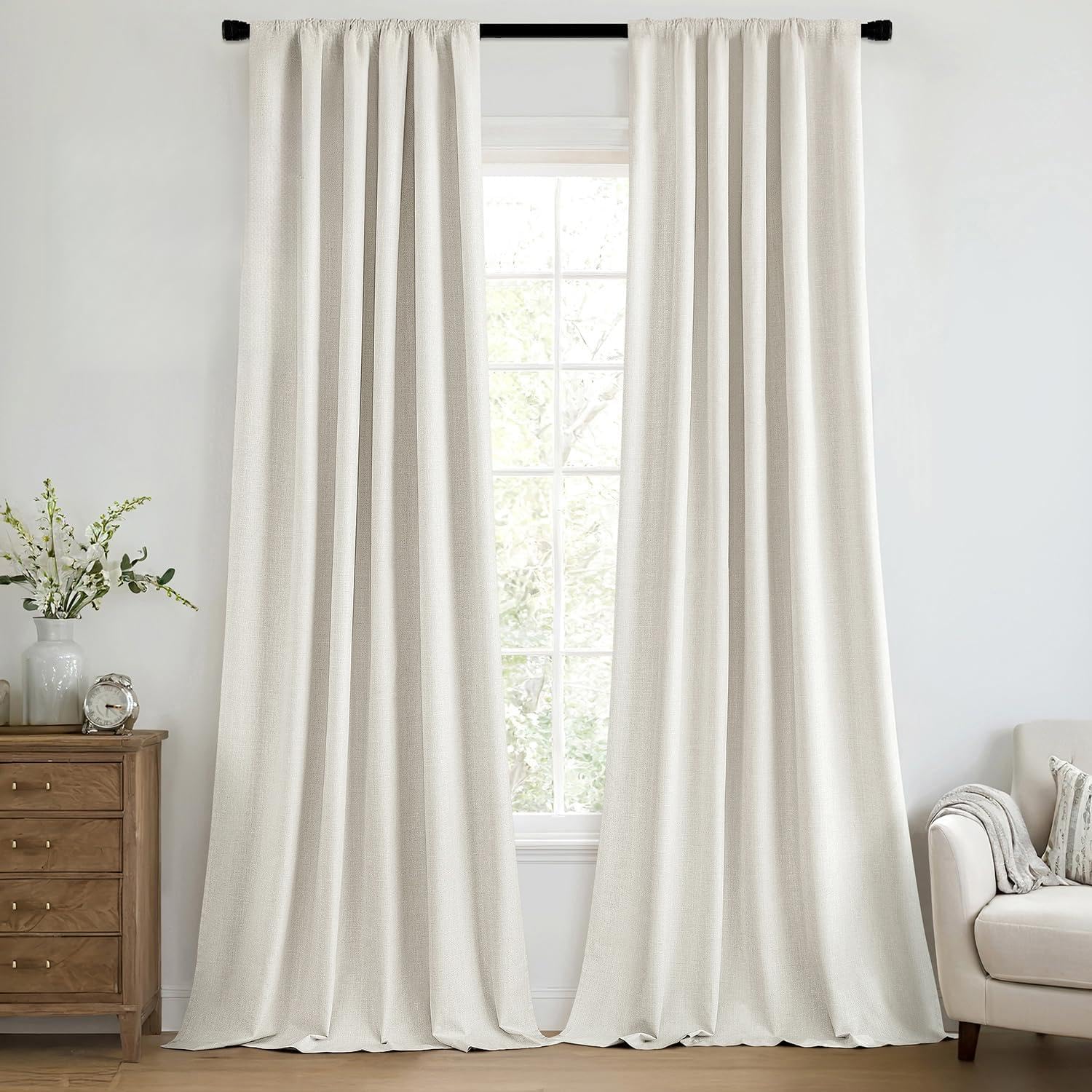 MIULEE Faux Linen Blackout Curtains