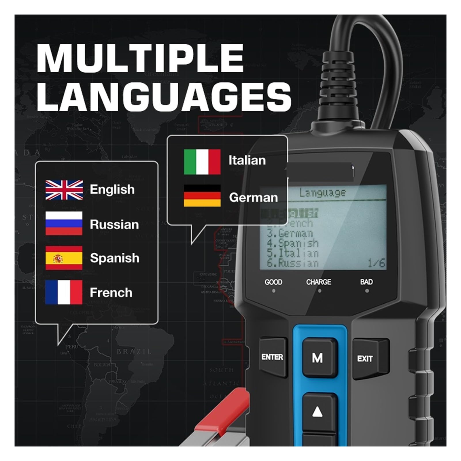 Comprobador de baterias, Probador de batería de coche BT100, probador de batería de diagnóstico automotriz Digital, herramienta de escáner de carga de arranque de vehículo