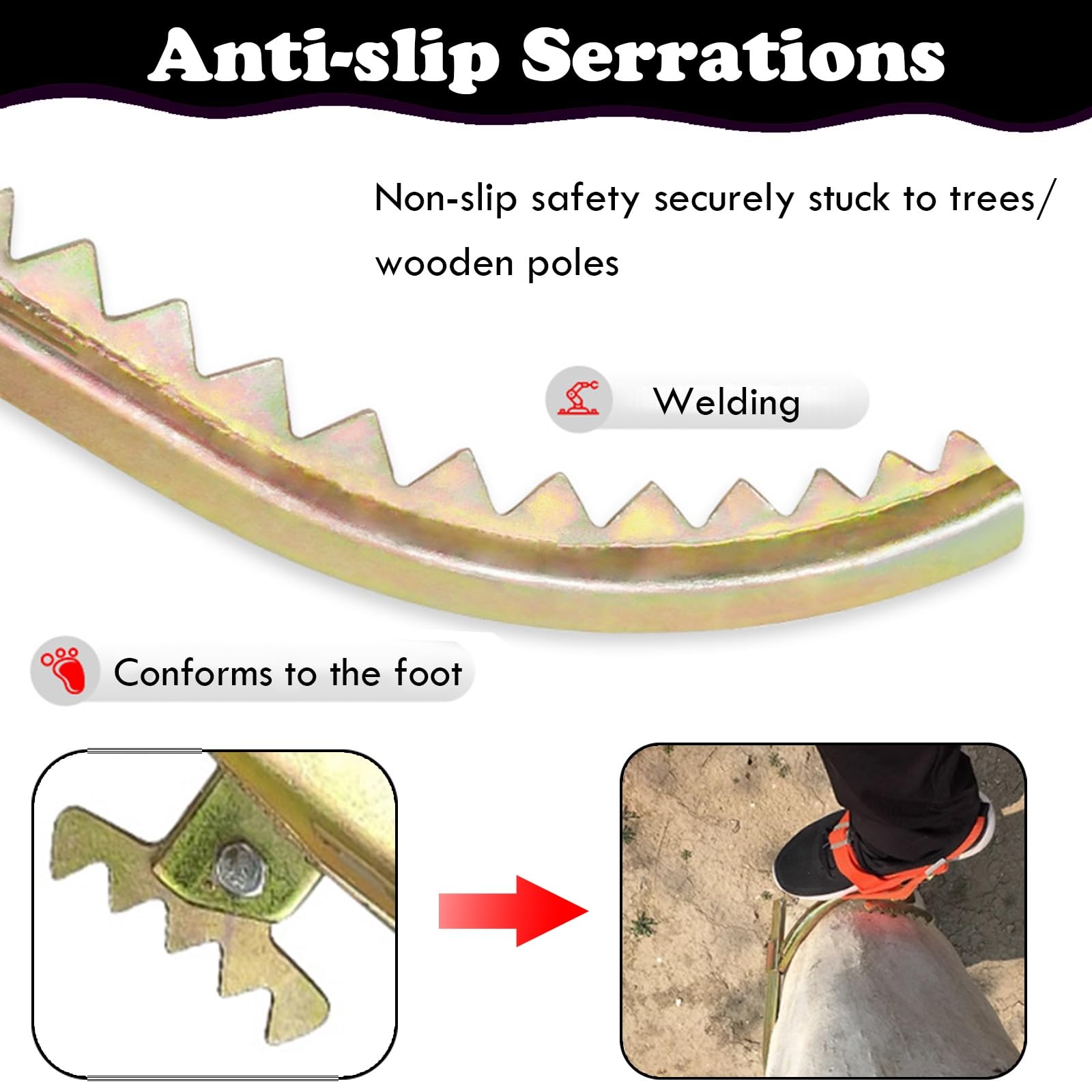 Griffe elagage Pointes Et Harnais d'escalade Portables, Équipement Professionnel pour Grimpeurs sur Poteaux en Bois, Boucle De Pied pour Cueillir des Fruits