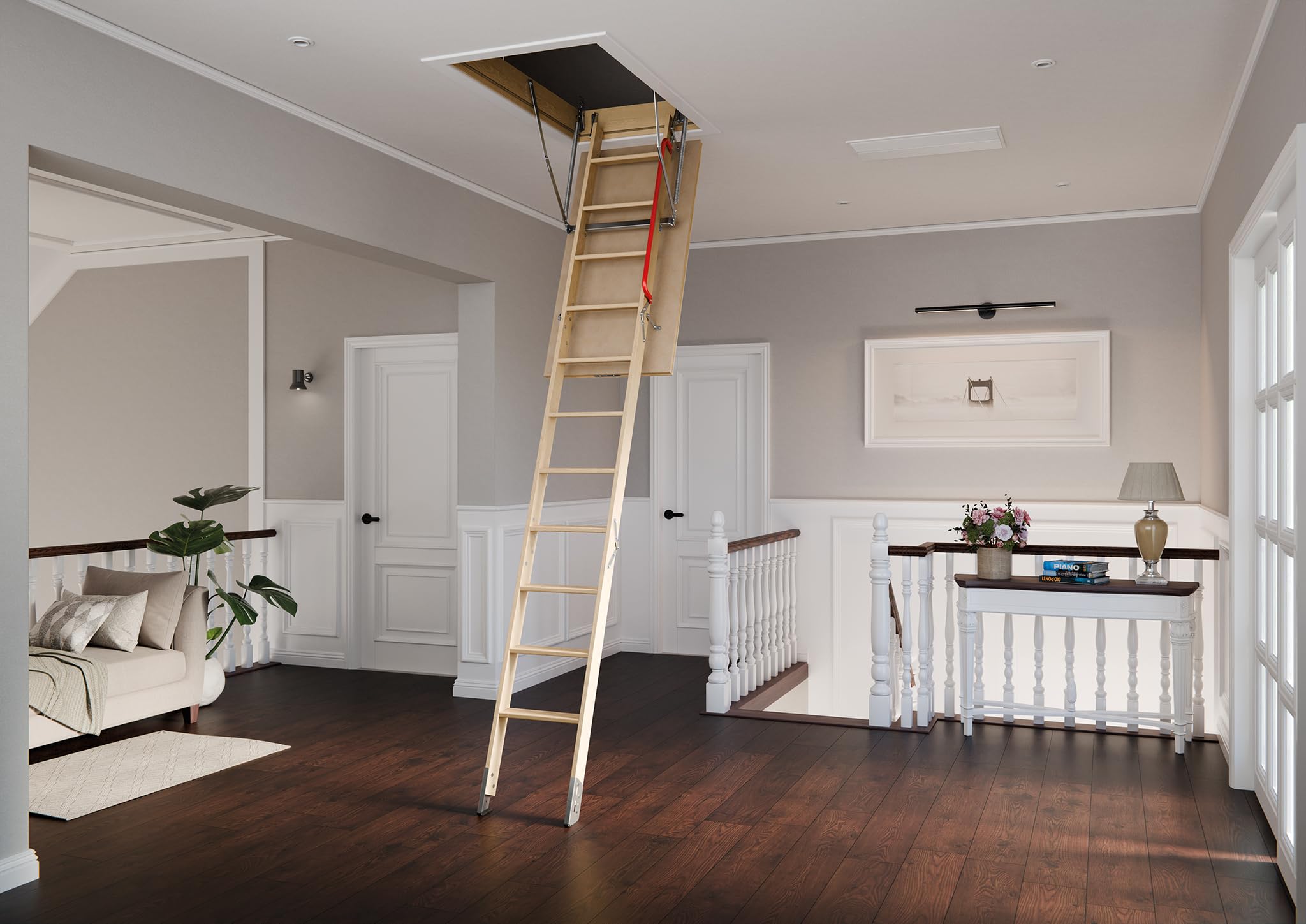 LWP Insulated Wood Attic Ladder 7 8 - 9 4 22.5 x 47 with 350 lb. Load Capacity product thumbnail 7