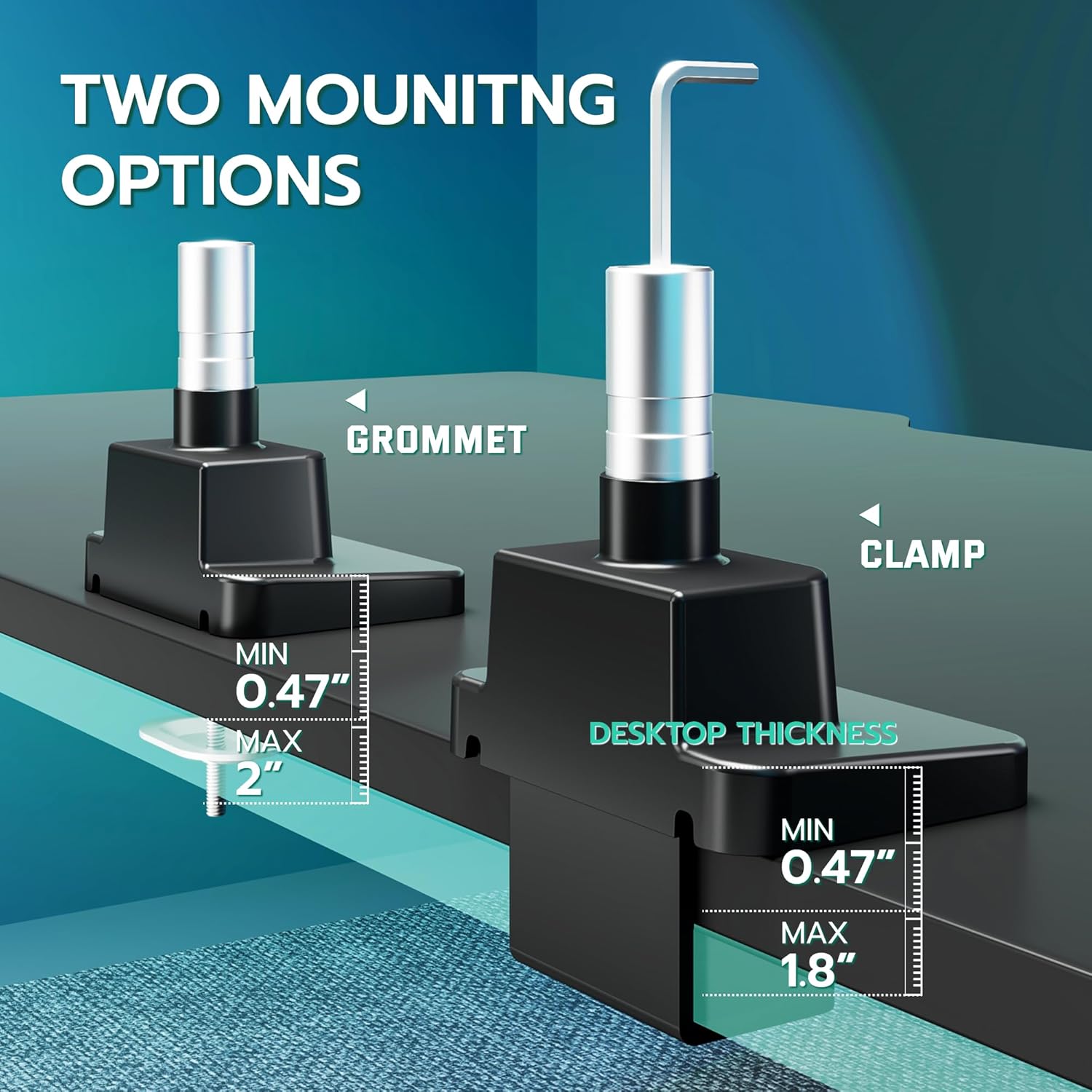 ARES WING Vertical Dual Monitor Mount - 24-57" Aluminum Heavy Duty Monitor Arms for 2 Monitors, Fully Adjustable Gas Spring Stacked Monitor Stand with 75/100/200 Vesa Mount, Black - Image 6