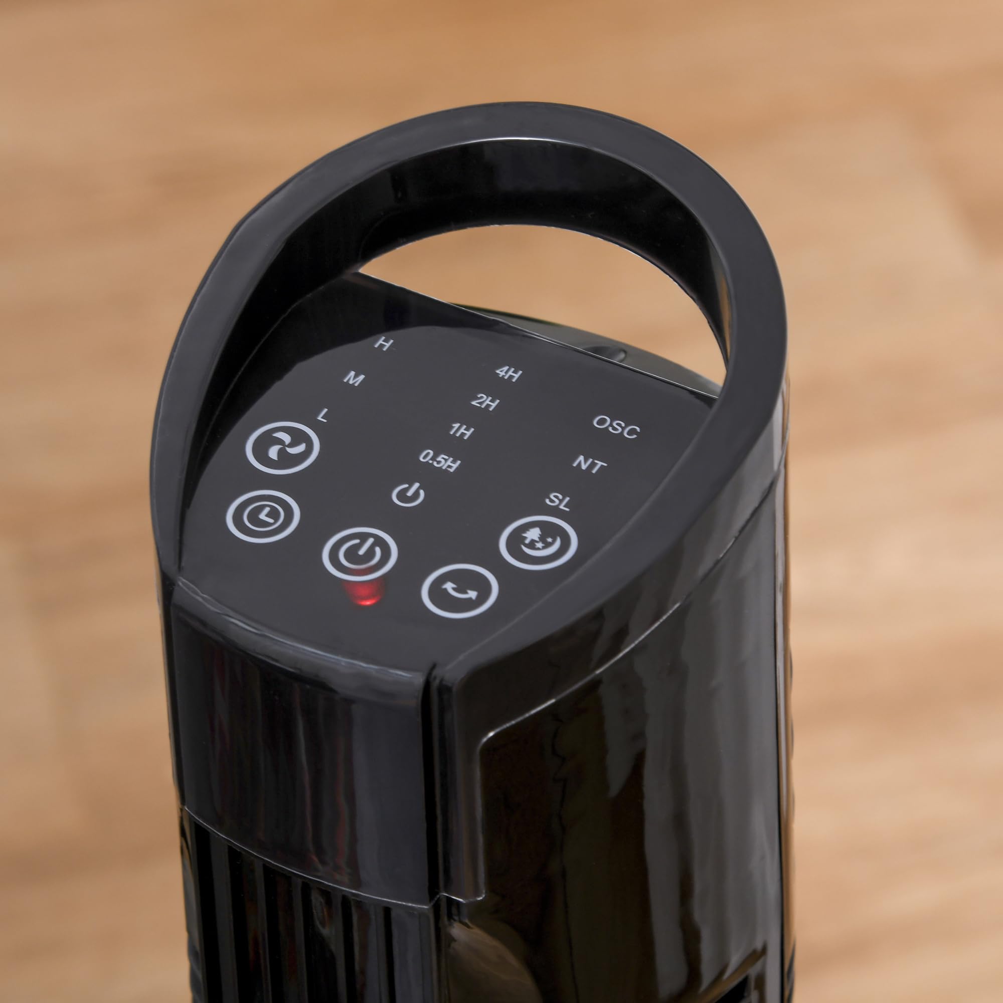 HOMCOM Ventilatore a Torre con Telecomando a 5m, Ventilatore a Colonna, Oscillante 70°, 3 Modalità e 3 Velocità, Schermo LED e Timer 7.5h, 50W, Ø20 x 78.5 cm, Nero