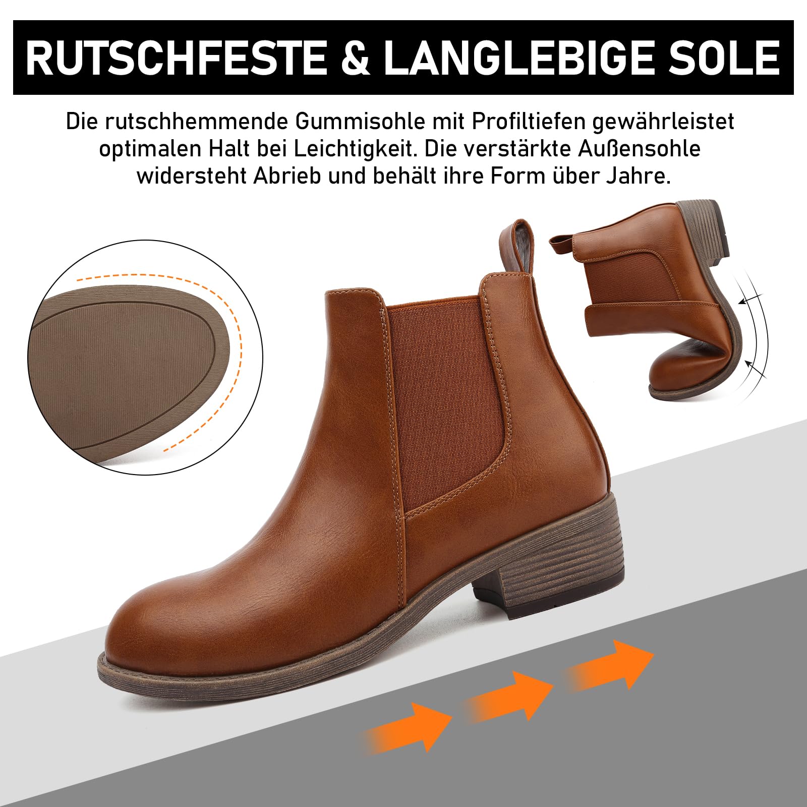 Stiefeletten Damen Knöchelstiefel Mit Reißverschluss Wasserdichte Leder Stiefeletten Stylische Chelsea Boots Mit Niedrigem Absatz Spitze Zehen Freizeitschuhe Herbst Winter Damenstiefel Schwarz Braun