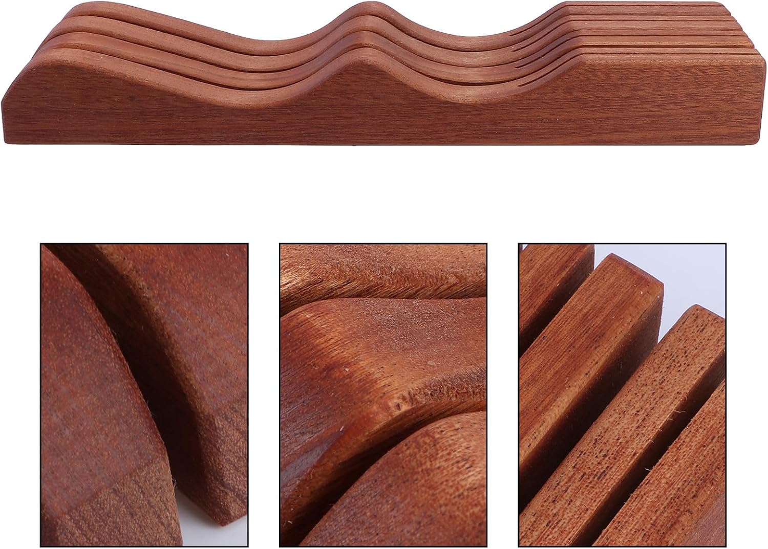 Retro Wooden Knife Block with Divided Slots for Kitchen Countertop